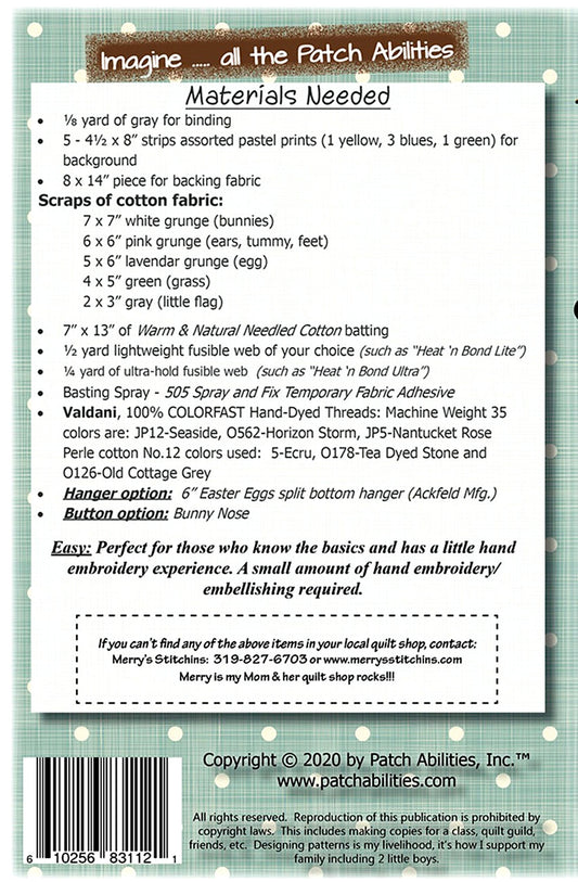 Easter's Biggest Fan *Quilted Applique Wall Hanging - Sewing Pattern* From: Patch Abilities