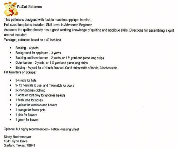 Gno Buddies *Applique Quilt Pattern* By: Sindy Rodenmayer - FatCat Patterns