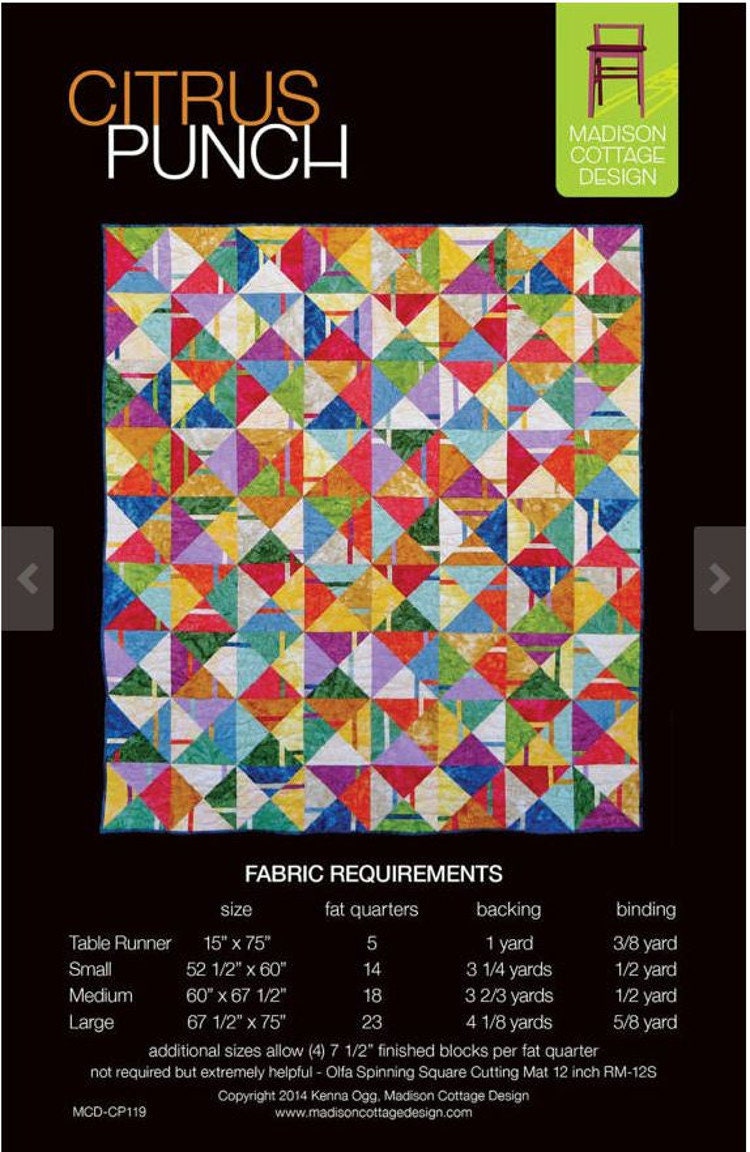 Citrus Punch *Fat Quarter & Scrappy Friendly Quilt Pattern* By: Kenna Ogg - Madison Cottage Design