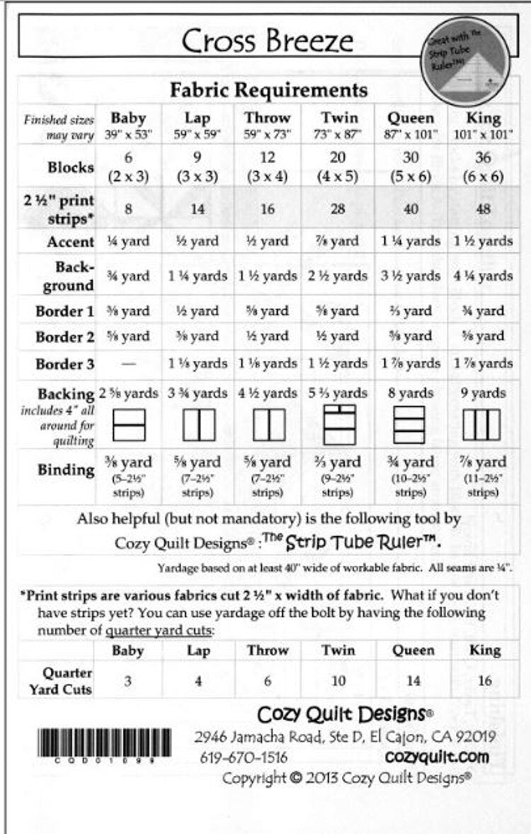Cross Breeze *Strip Club Pattern* By: Daniela Stout - Cozy Quilt Designs