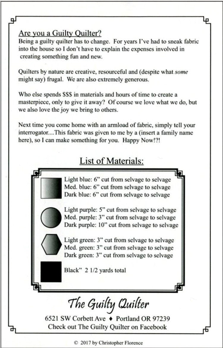 Passages *Quilt Pattern* By: Christopher Florence - aka The Guilty Quilter