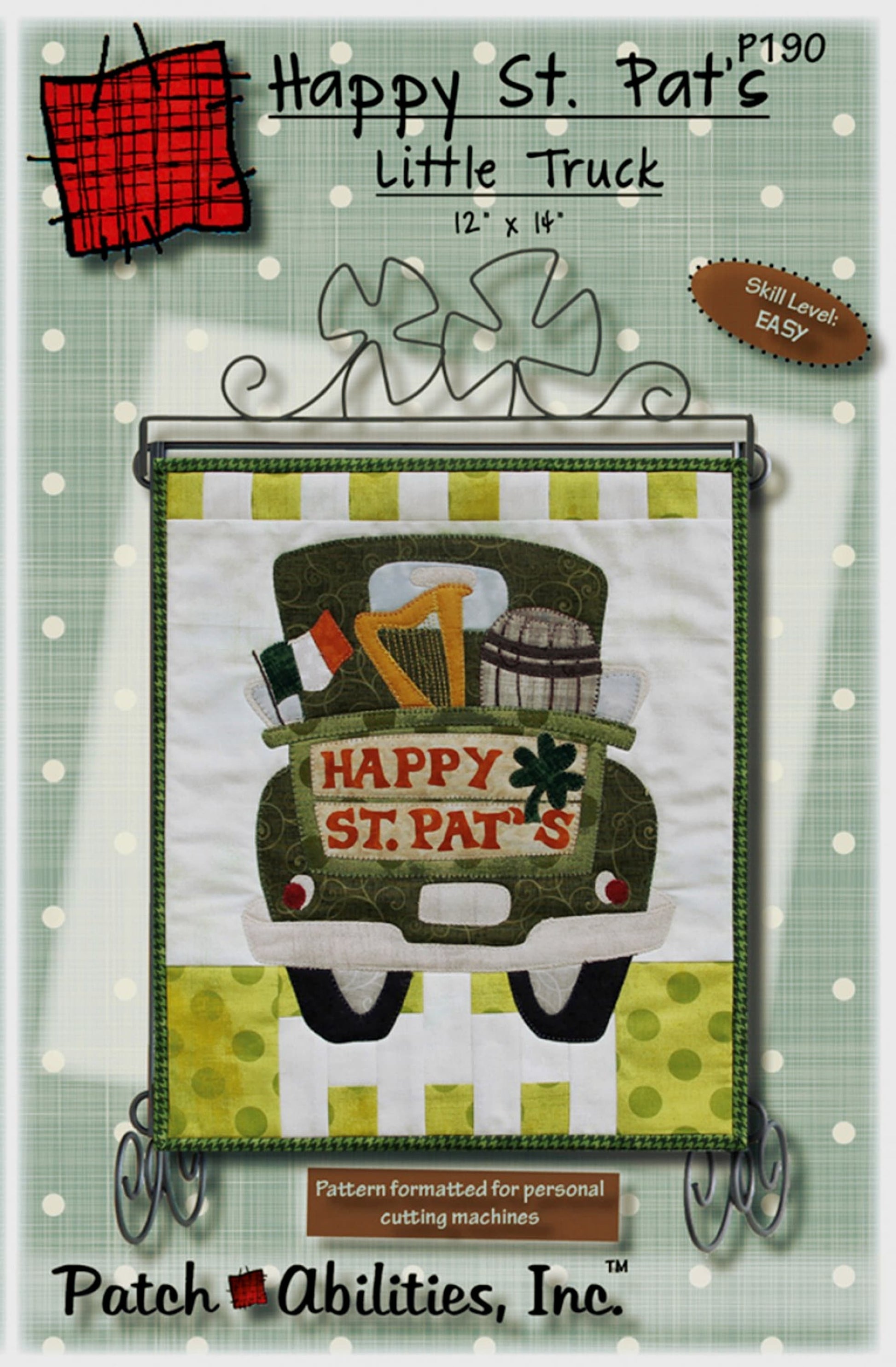Happy St. Pat's Little Truck *Quilted Applique Wall Hanging Pattern* From: Patch Abilities
