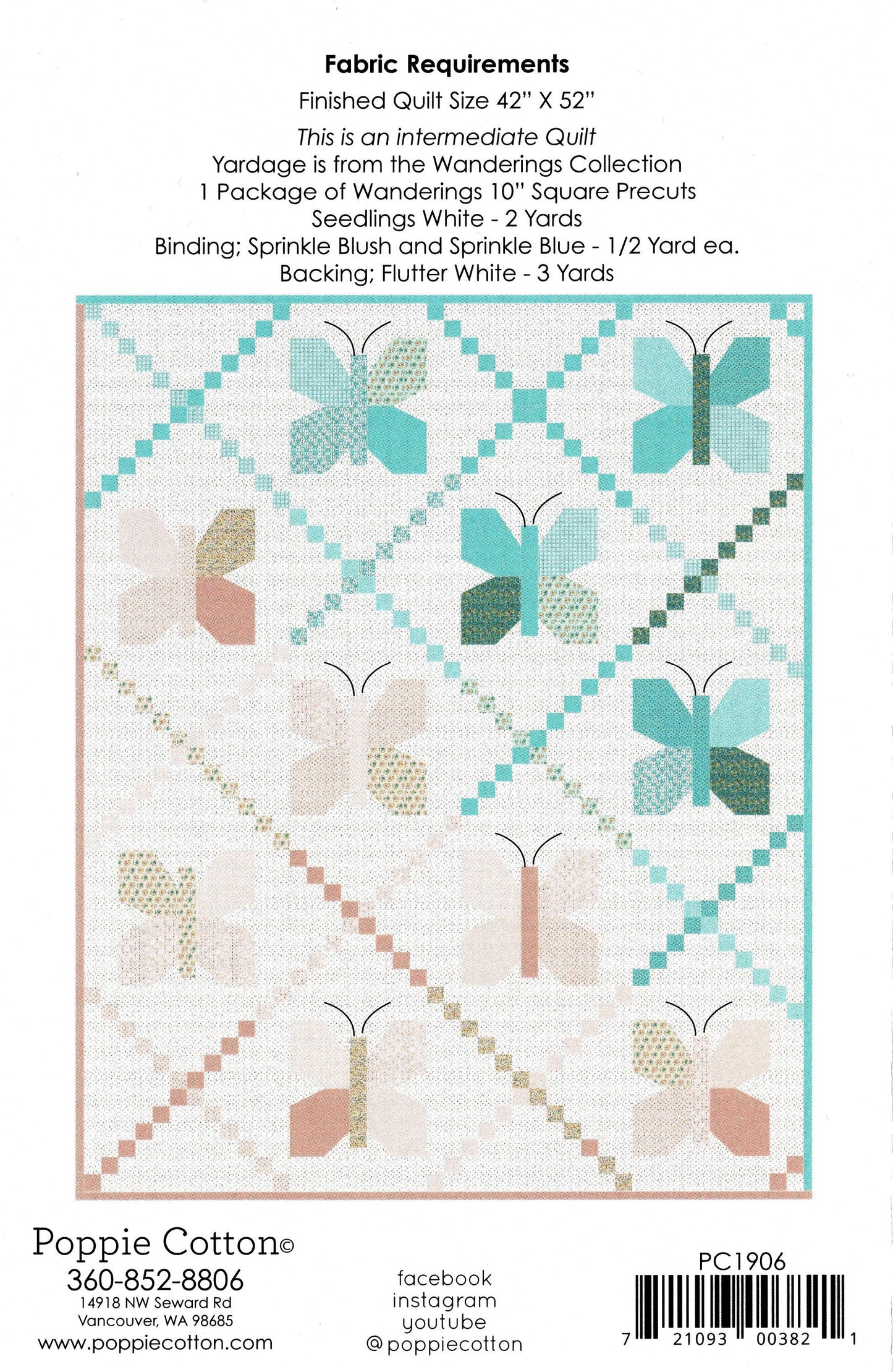 Flutter *Quilt Pattern - Layer Cake Friendly* From: Poppie Cotton