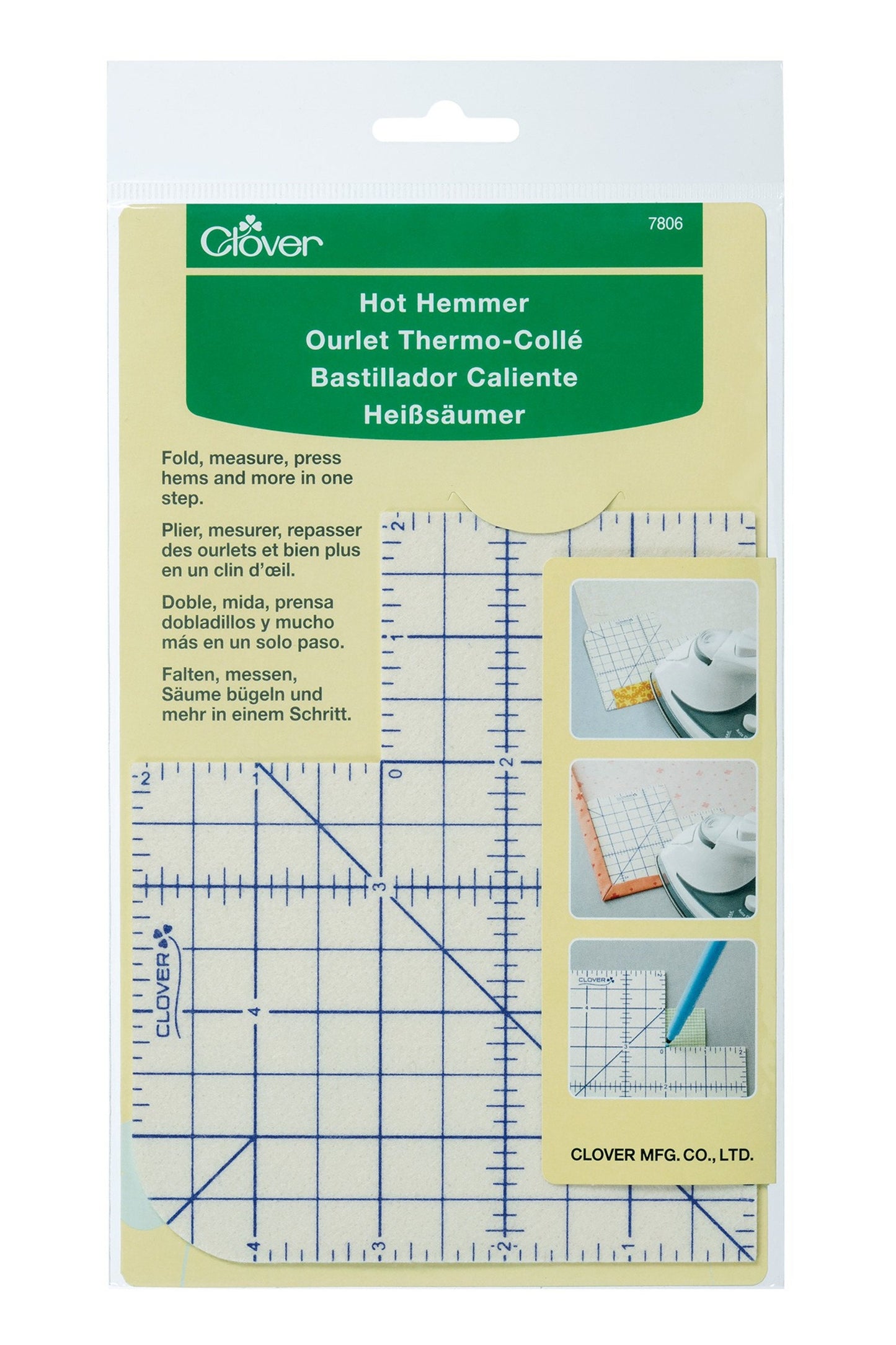 Hot Hemmer Pressing Tool *Fold, Measure, Press Hems & More in One Step* From: Clover Needlecraft