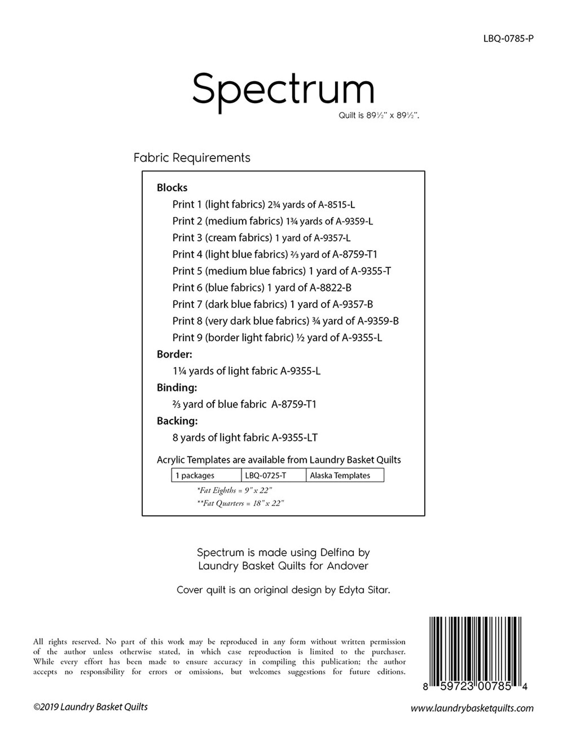 Spectrum *Quilt Pattern* By: Edyta Sitar - Laundry Basket Quilts