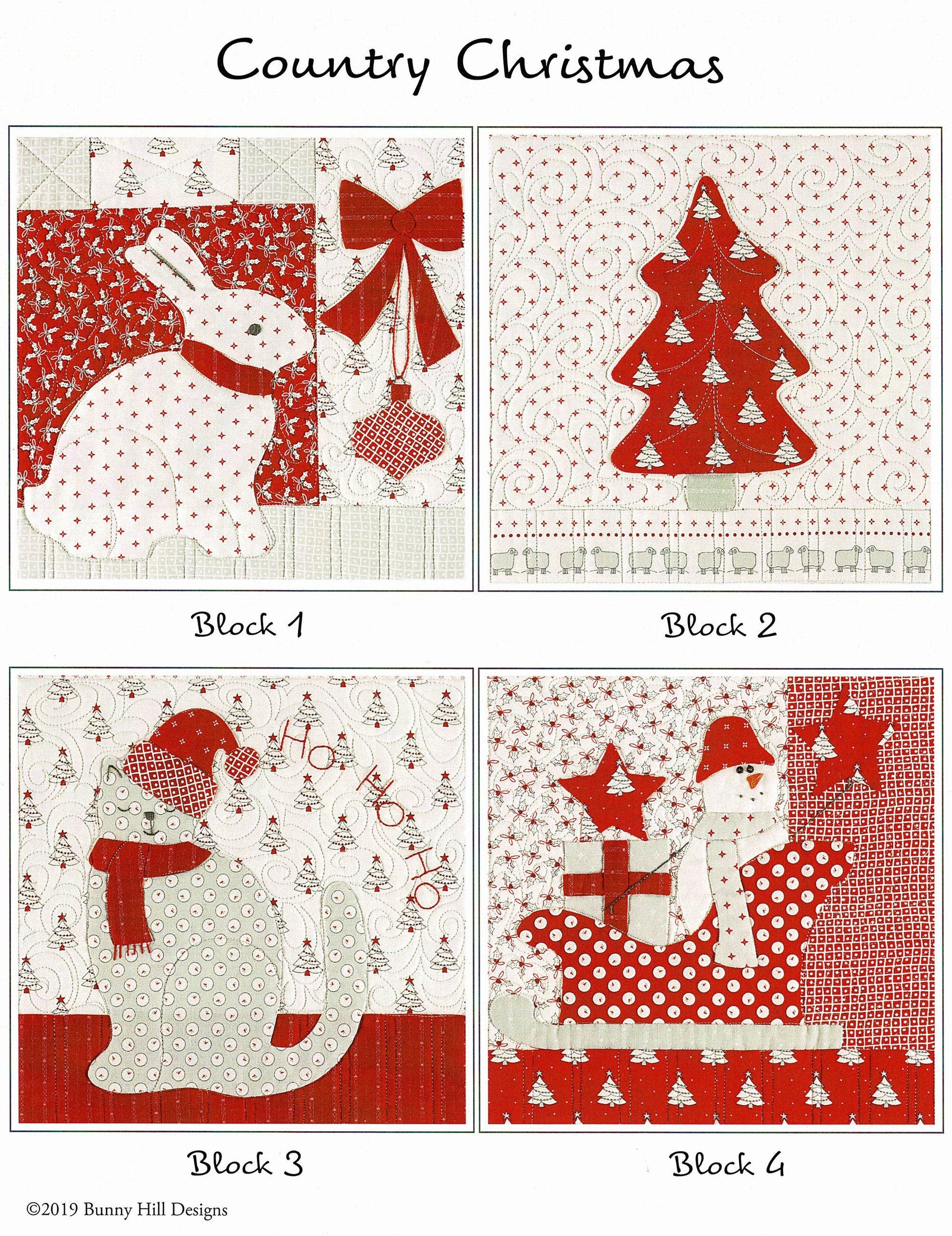 Country Christmas *10-Month Block of the Month Applique Quilt Pattern Set* By: Anne Sutton - Bunny Hill Designs
