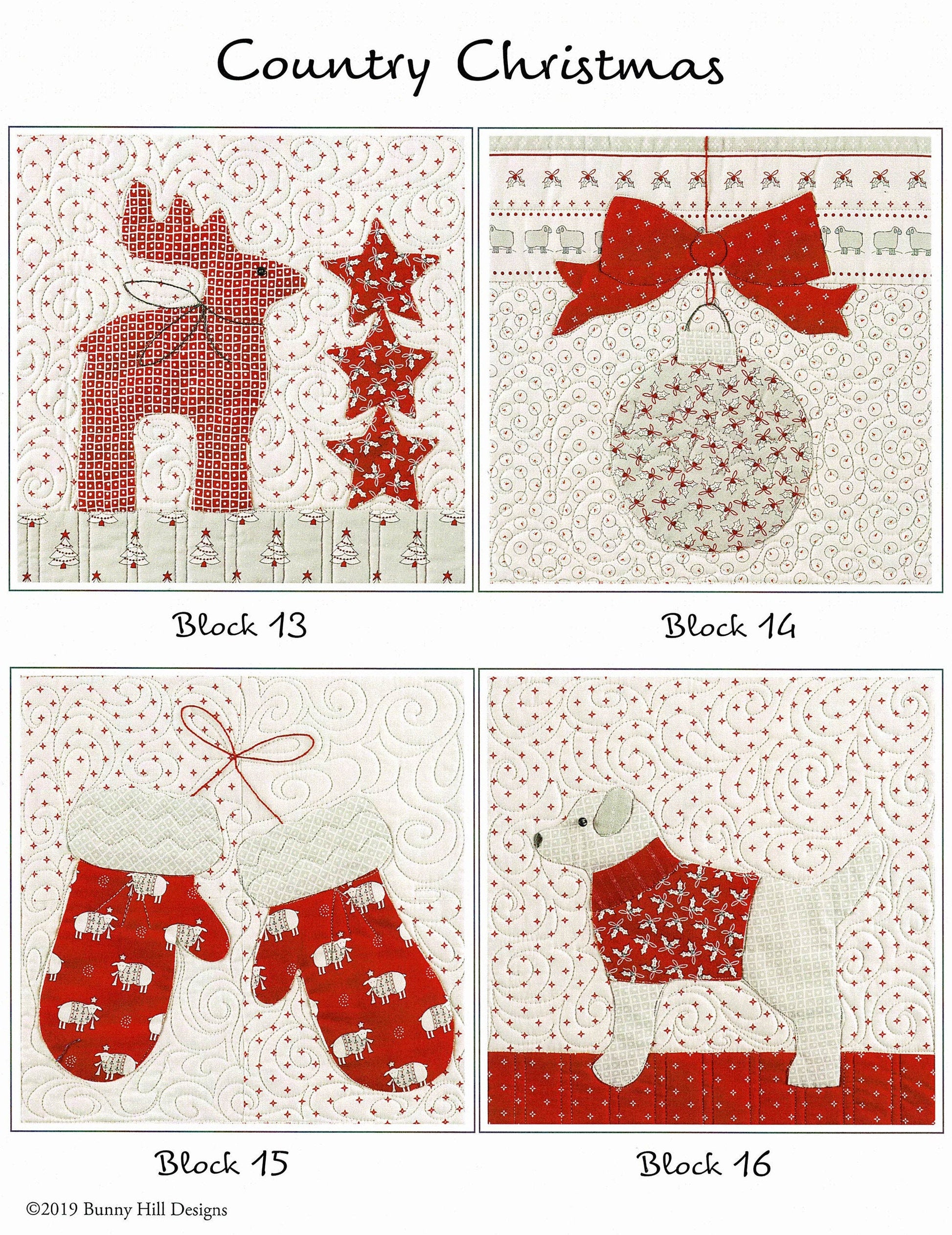 Country Christmas *10-Month Block of the Month Applique Quilt Pattern Set* By: Anne Sutton - Bunny Hill Designs
