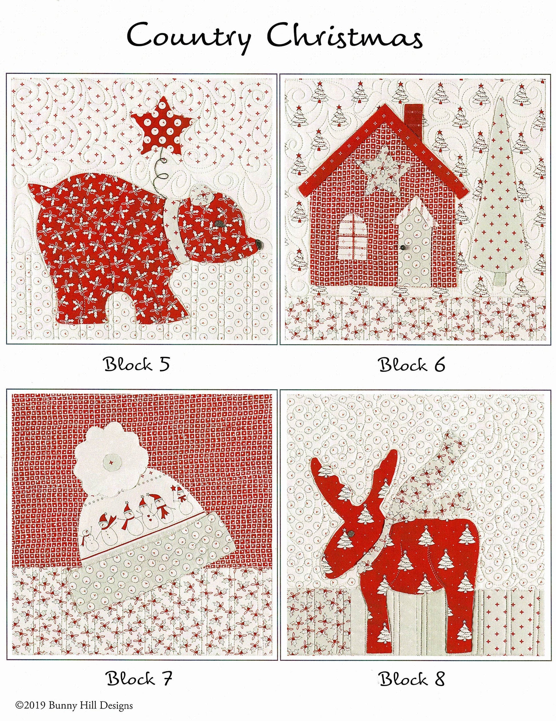 Country Christmas *10-Month Block of the Month Applique Quilt Pattern Set* By: Anne Sutton - Bunny Hill Designs