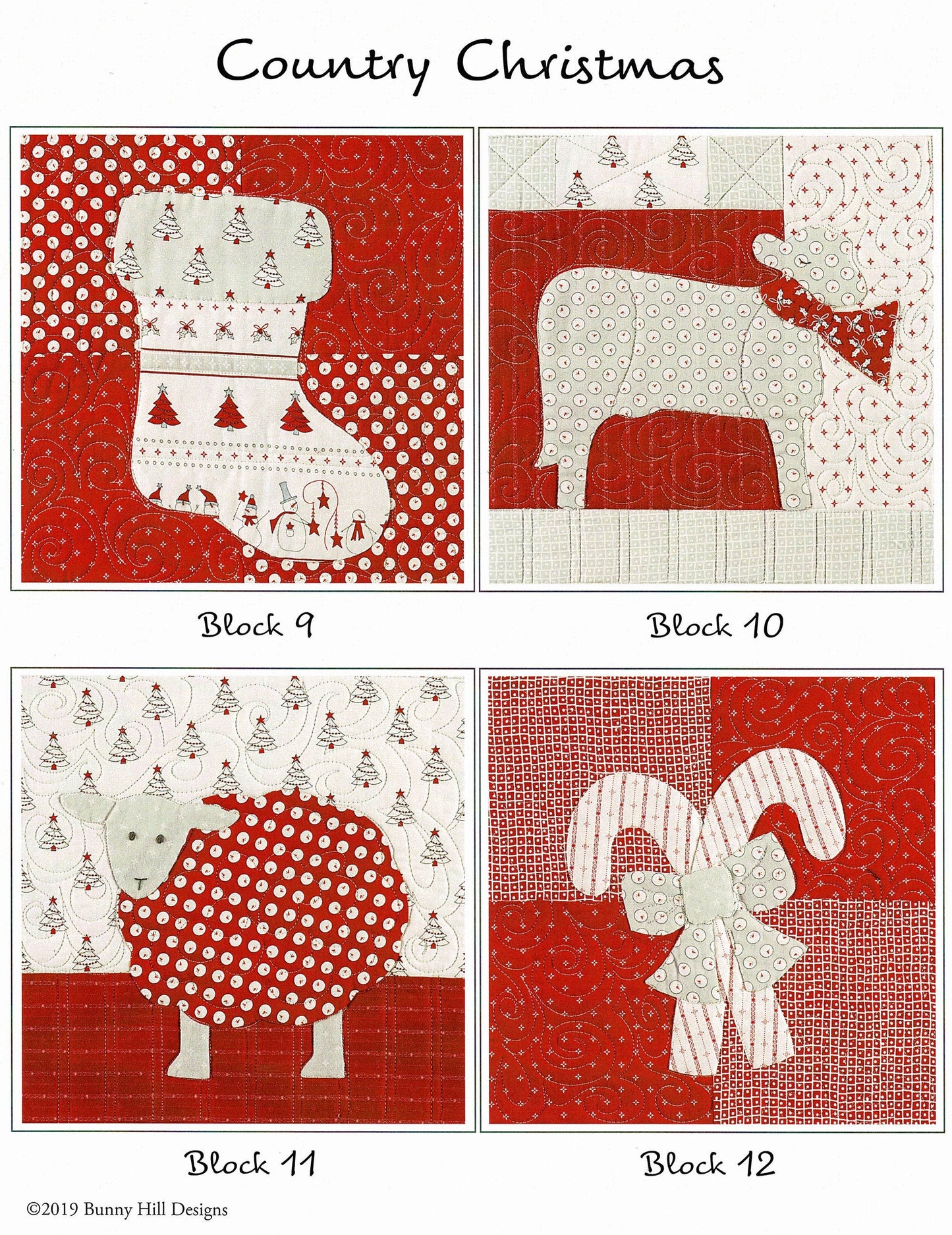 Country Christmas *10-Month Block of the Month Applique Quilt Pattern Set* By: Anne Sutton - Bunny Hill Designs