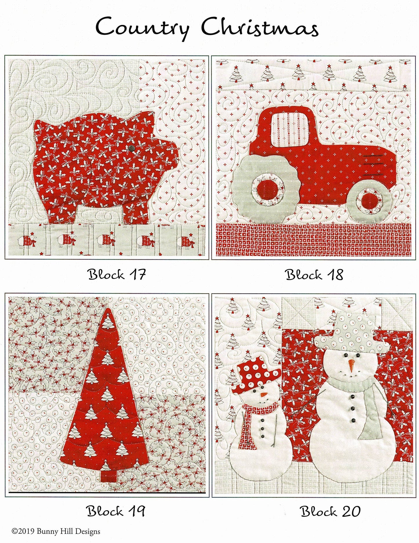 Country Christmas *10-Month Block of the Month Applique Quilt Pattern Set* By: Anne Sutton - Bunny Hill Designs