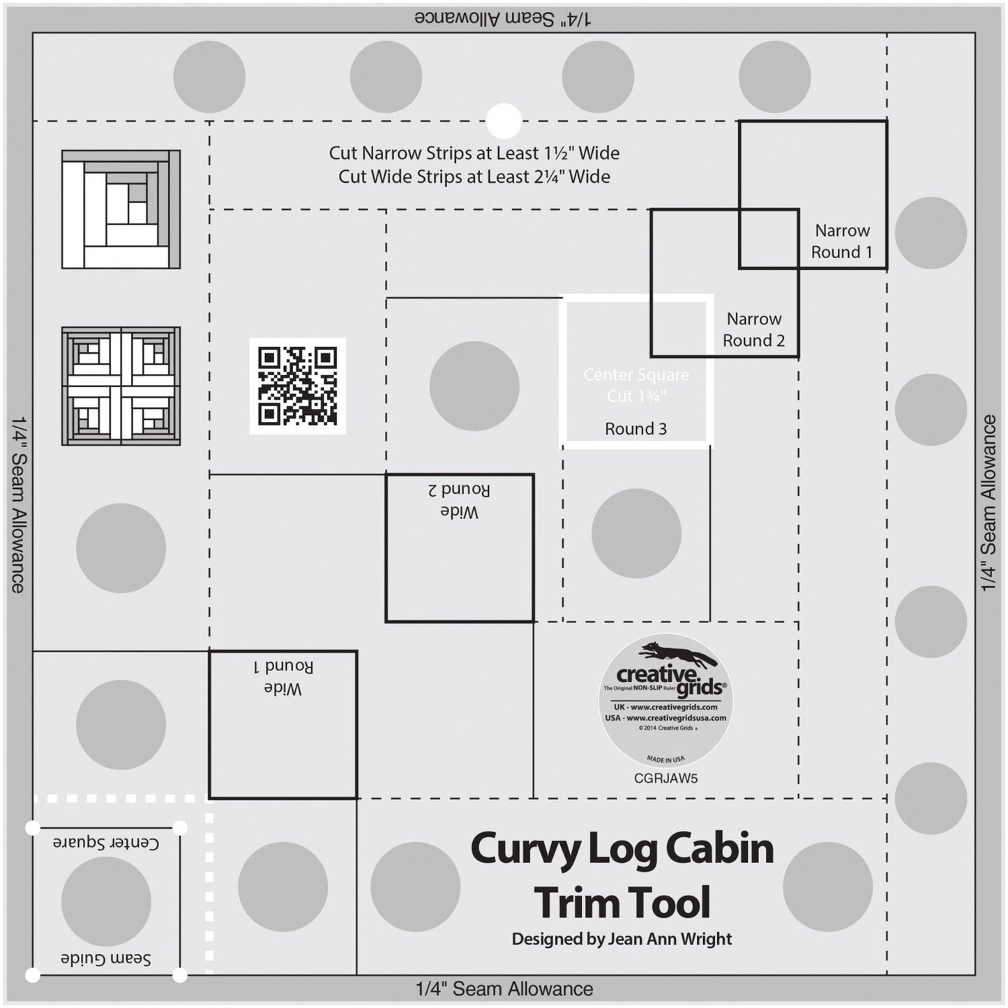 8 Inch Curvy Log Cabin Trim Tool *Acrylic* By: Jean Ann Wright - Creative Grids