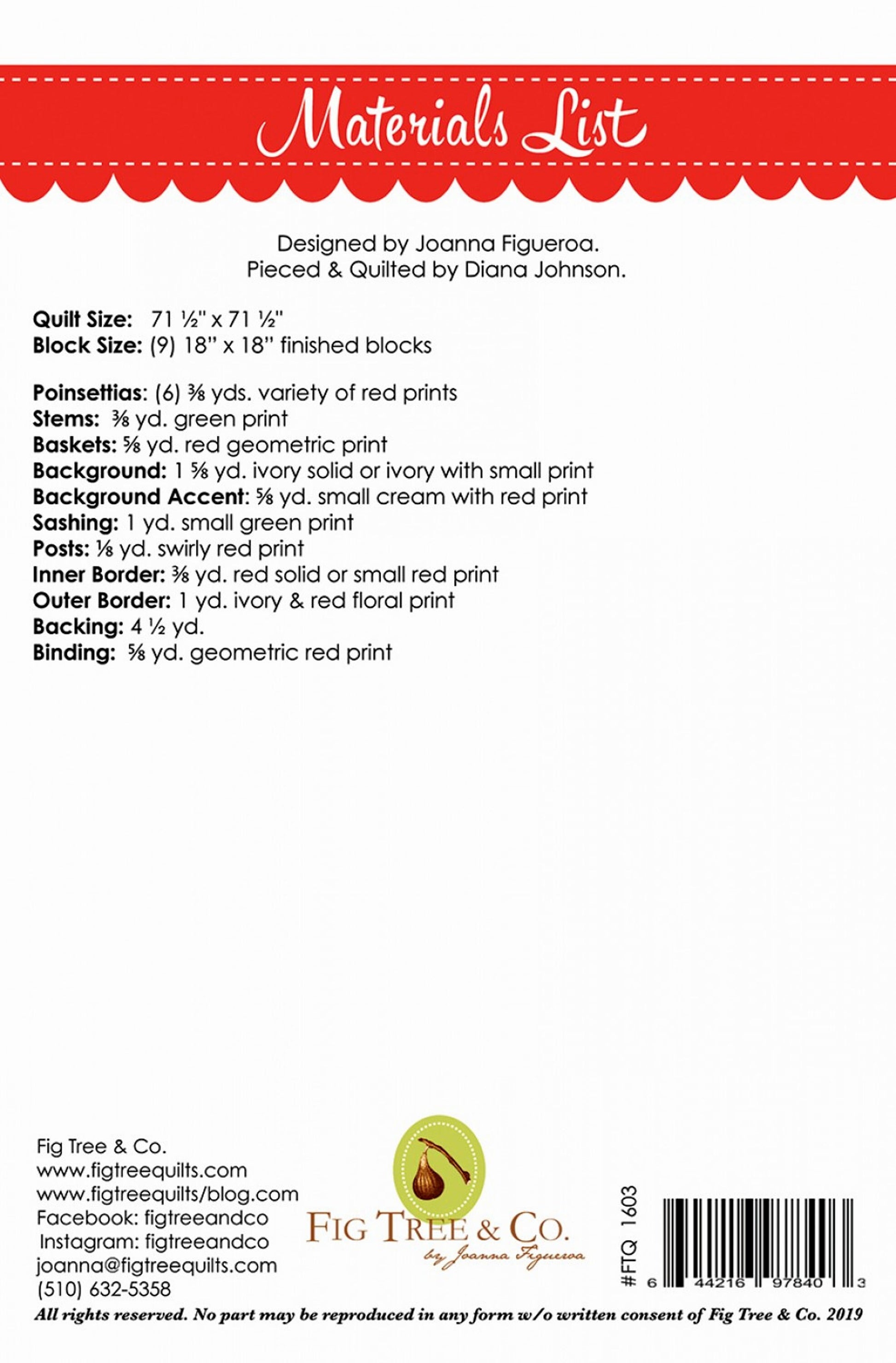 Poinsettias *Quilt Pattern* From: Fig Tree & Co.