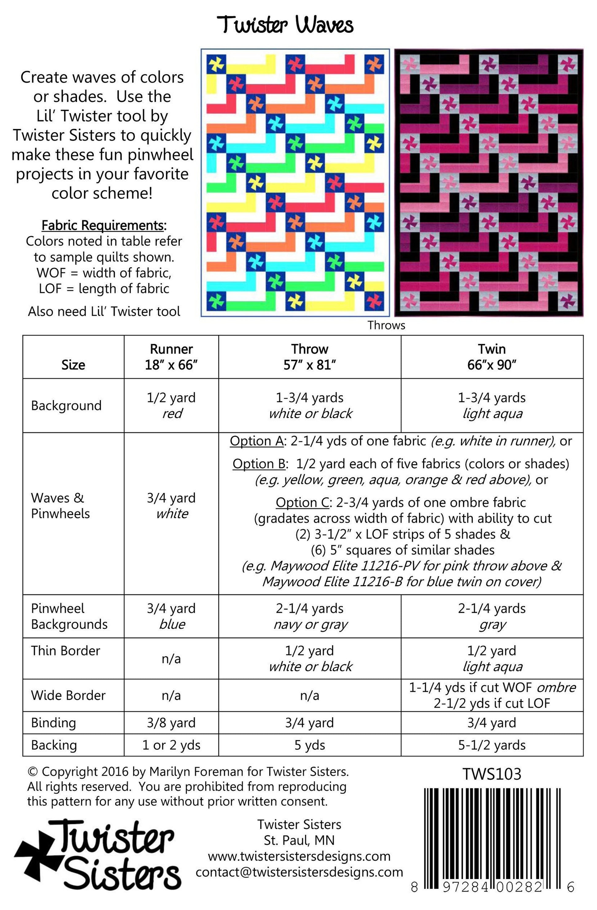 Twister Waves *Quilt Pattern - Uses the Lil' Twister Tool* From: Twister Sisters