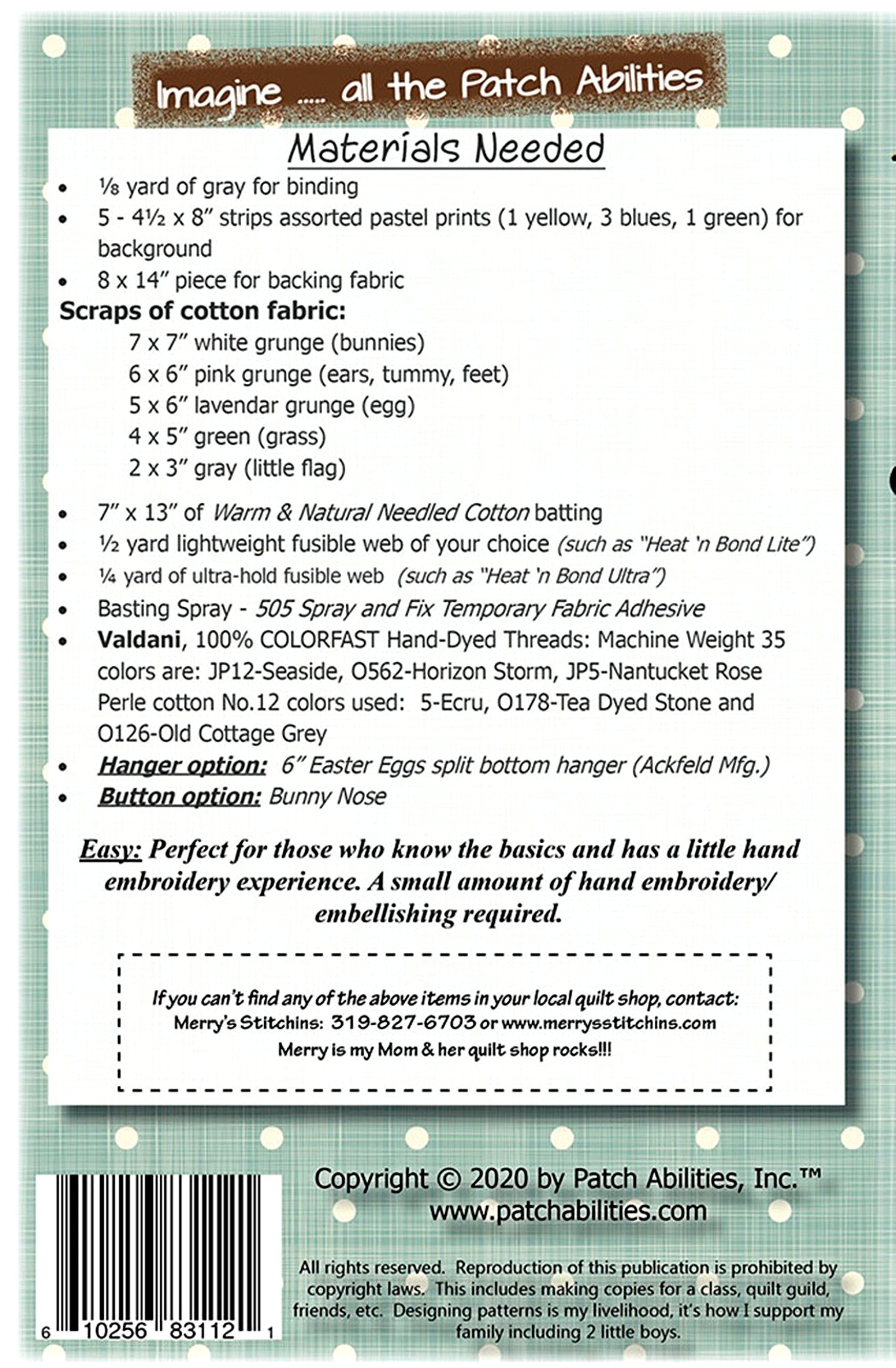 Easter's Biggest Fan *Quilted Applique Wall Hanging - Sewing Pattern* From: Patch Abilities