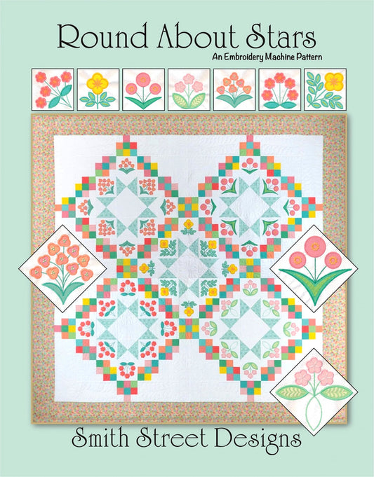 Round About Stars *Machine Embroidery Quilt Design CD* From: Smith Street Designs