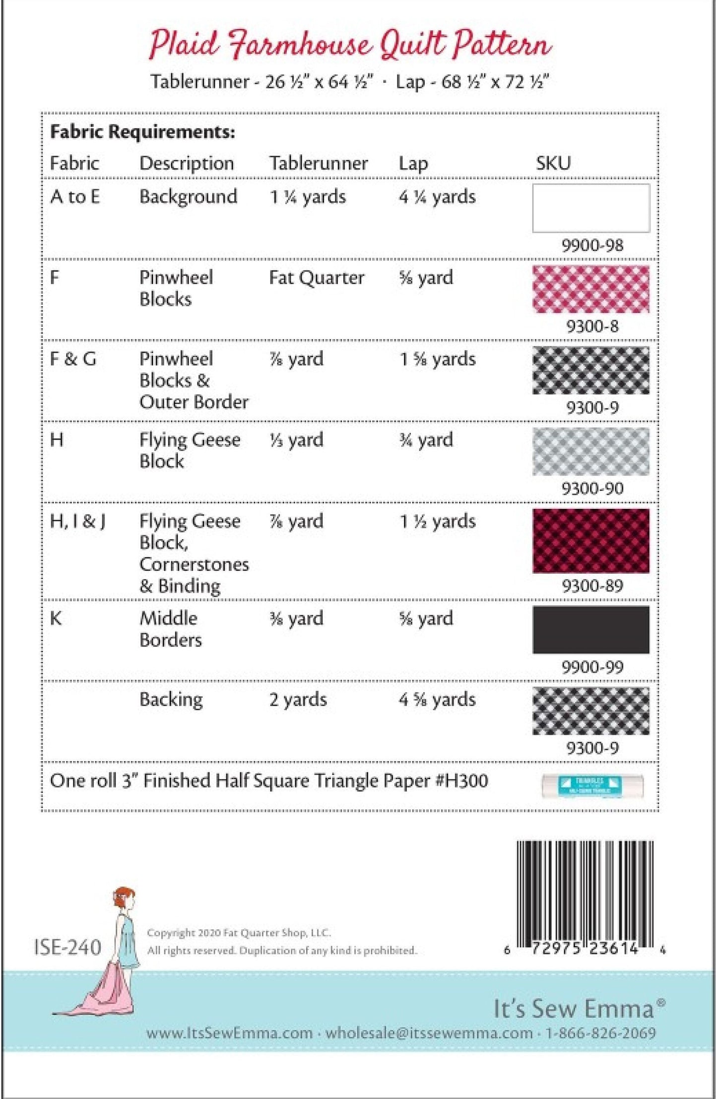 Plaid Farmhouse *Pieced Quilt Pattern* By: Pricilla Blain & Chelsea Carter - It's Sew Emma