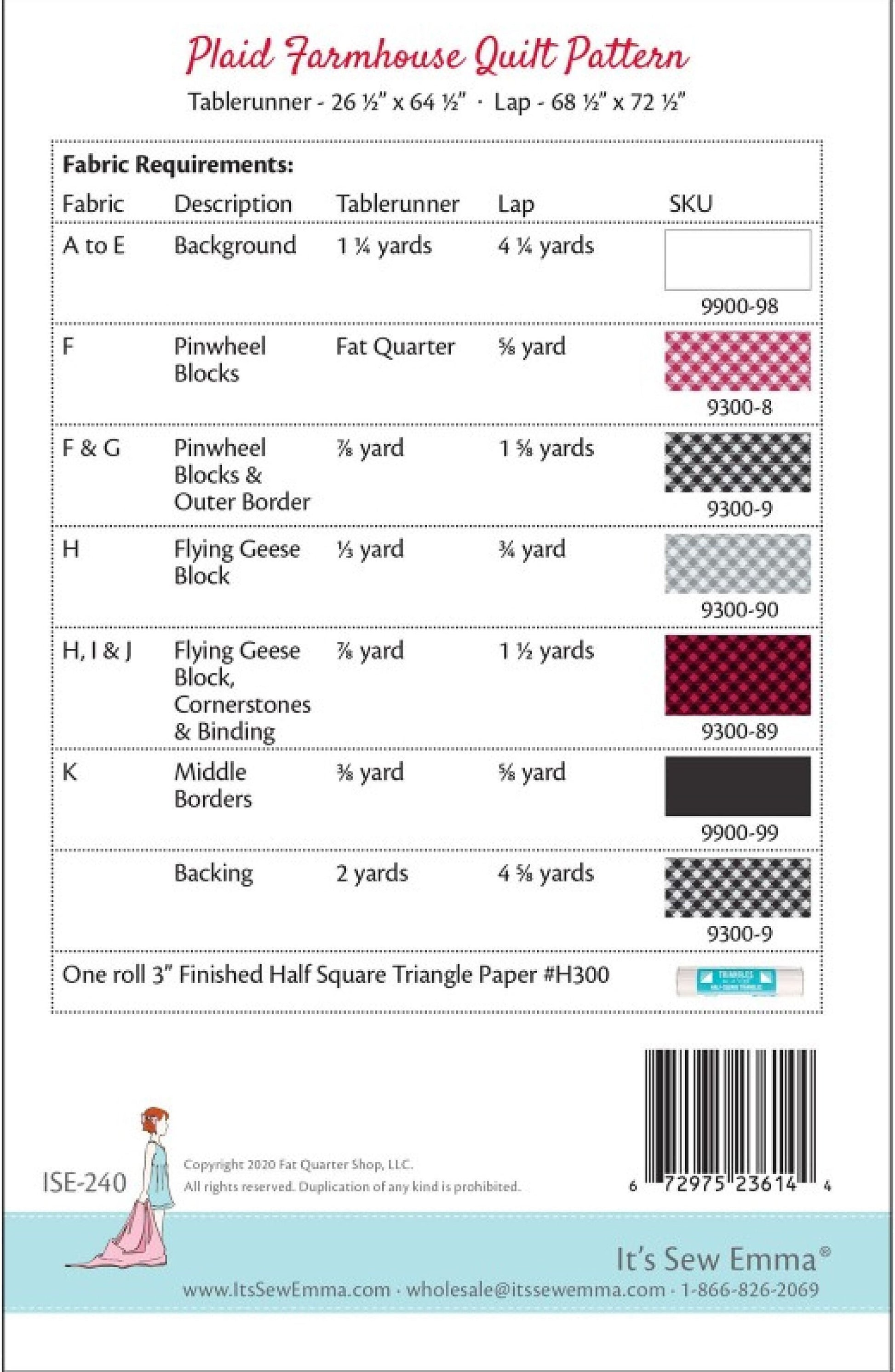 Plaid Farmhouse *Pieced Quilt Pattern* By: Pricilla Blain & Chelsea Carter - It's Sew Emma