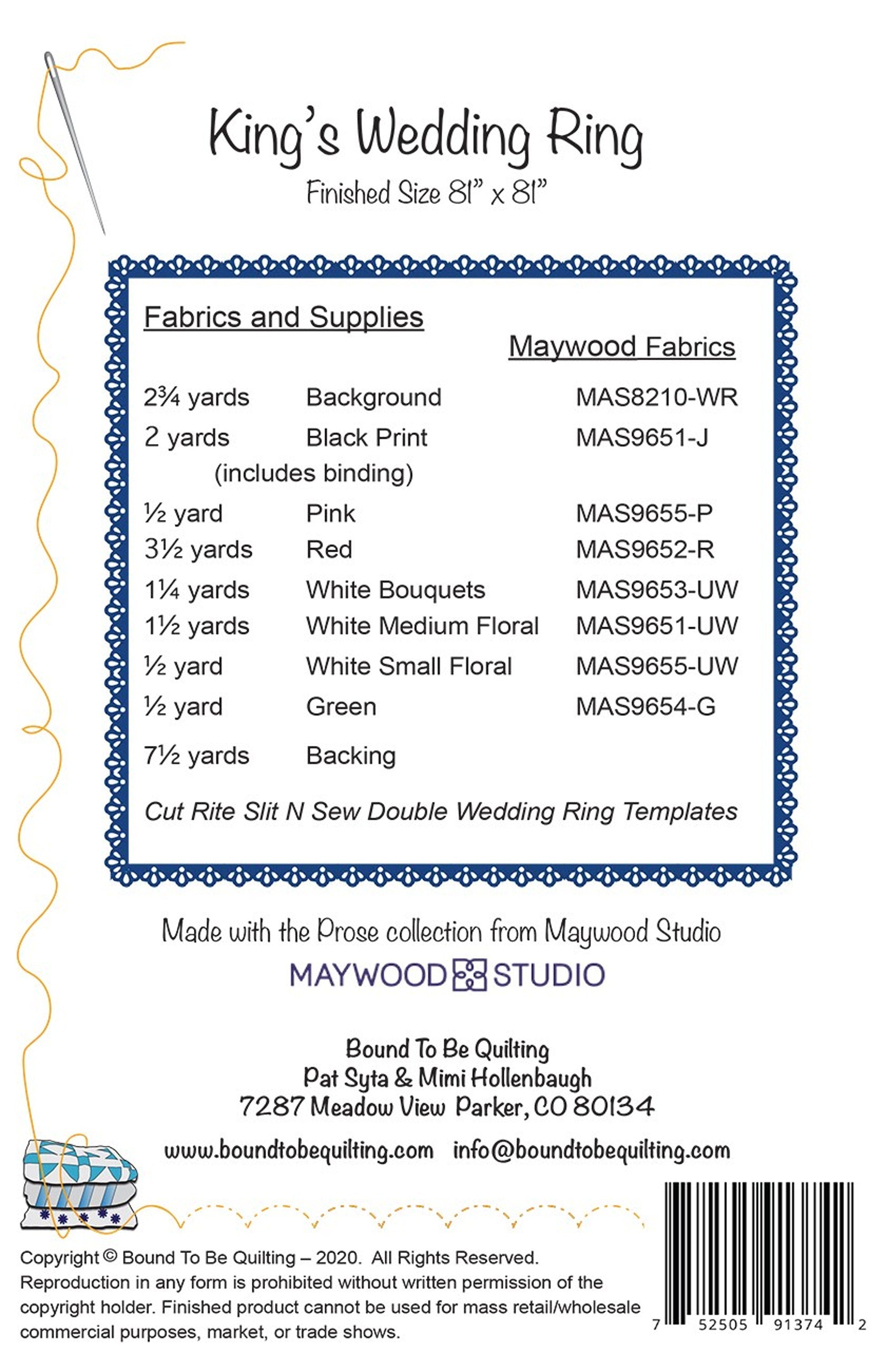 King's Wedding Ring *Pieced Quilt Pattern* From: Bound To Be Quilting