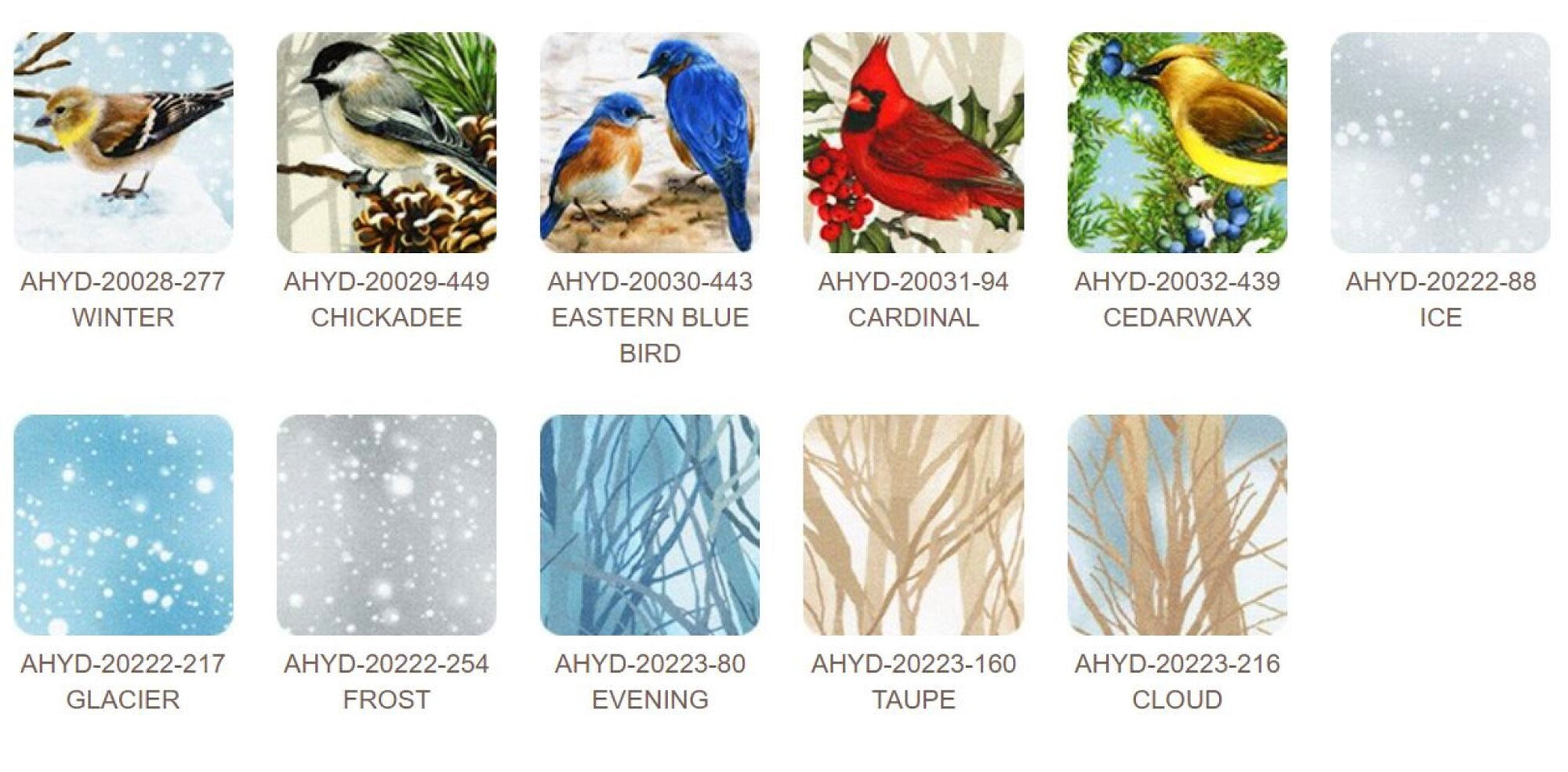 Winter Visitors - Complete Collection *Fat Quarter Bundle - 11 Pieces* By: Hyun Joo Lee & Kaufman Studios