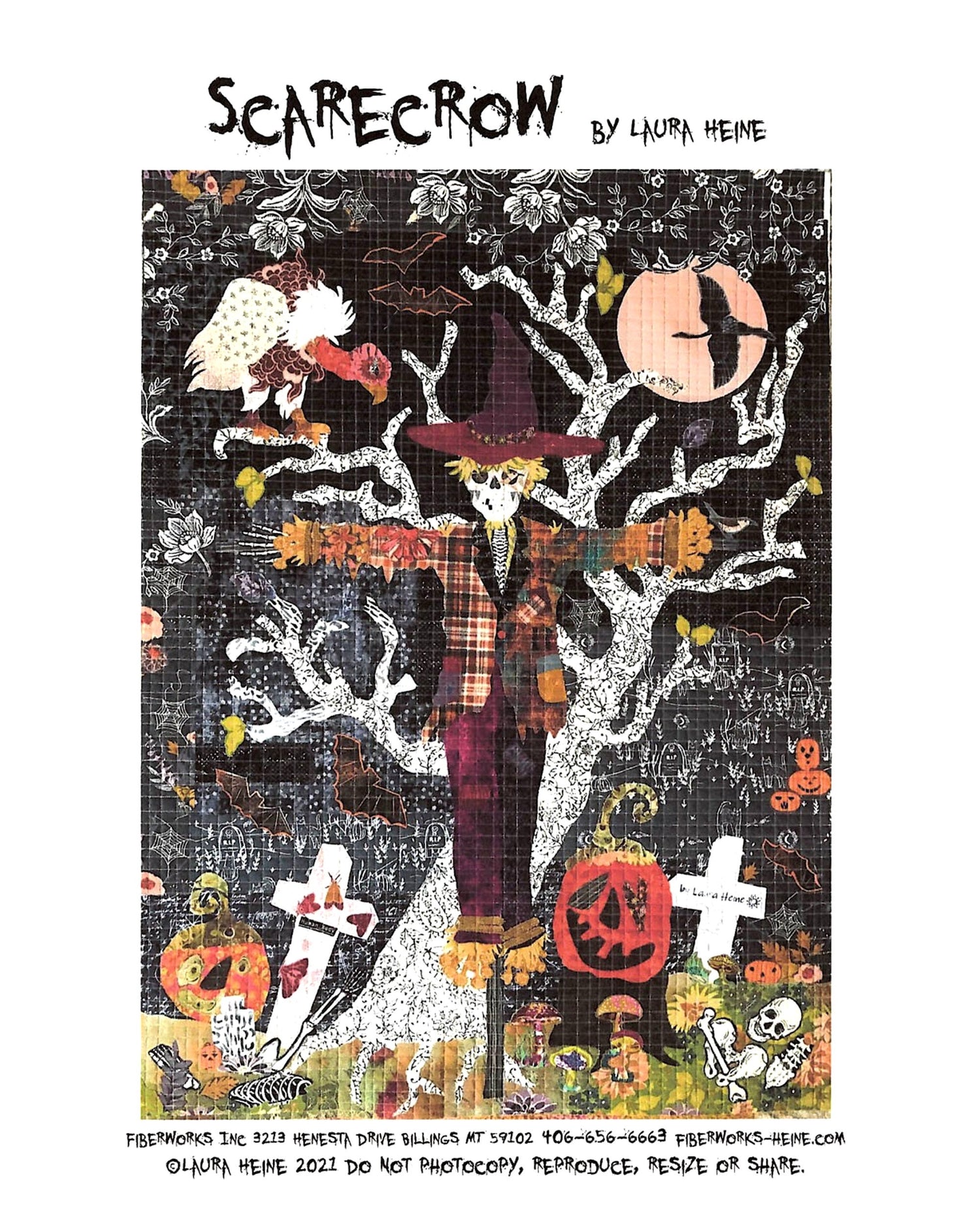 Scarecrow *Autumn / Halloween Collage Wall Hanging Pattern* By: Laura Heine - Fiberworks