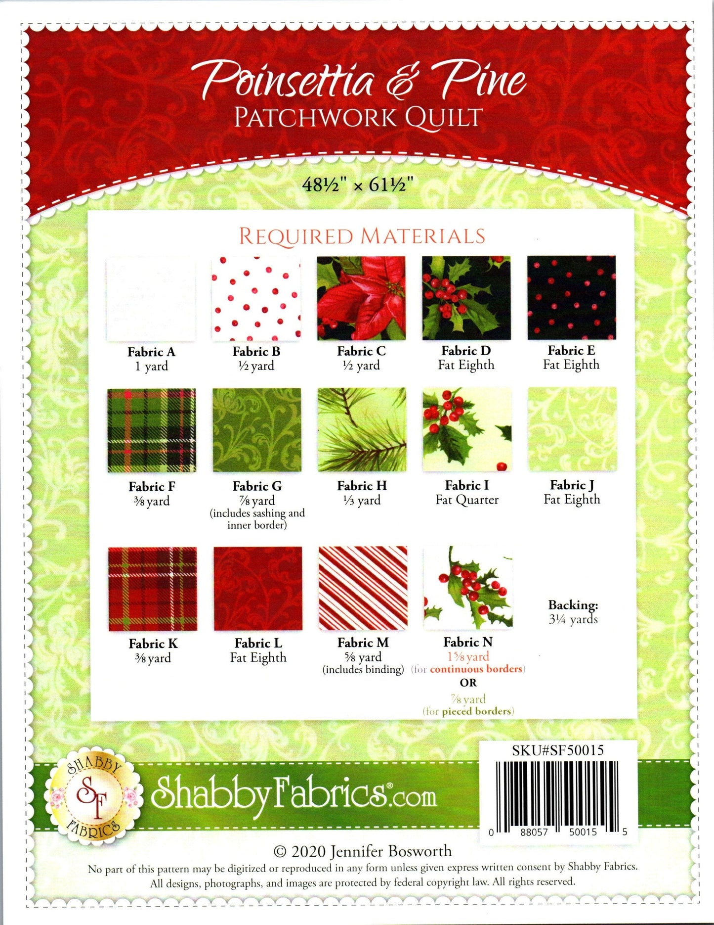 Poinsettia & Pine *Quilt Pattern* From: Shabby Fabrics