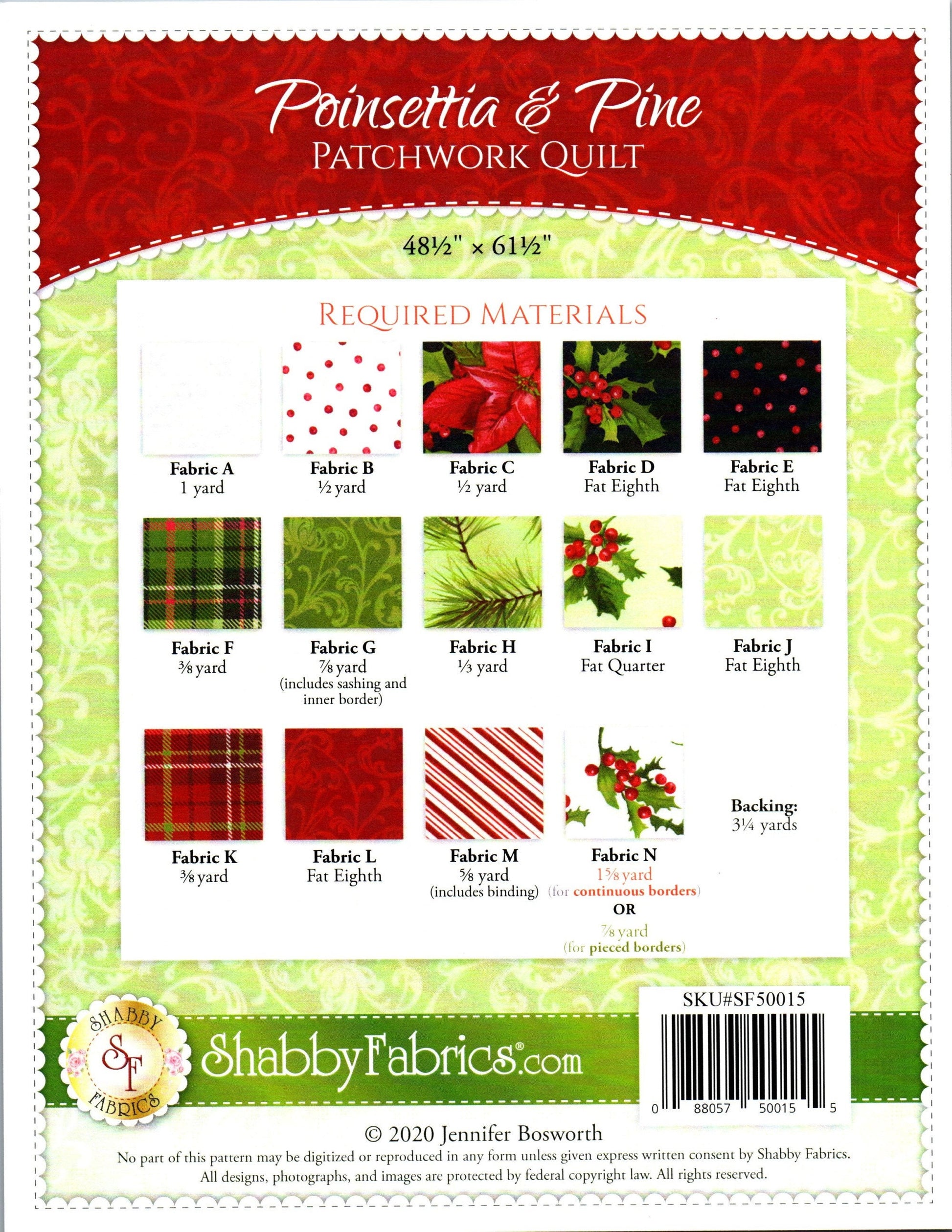 Poinsettia & Pine *Quilt Pattern* From: Shabby Fabrics