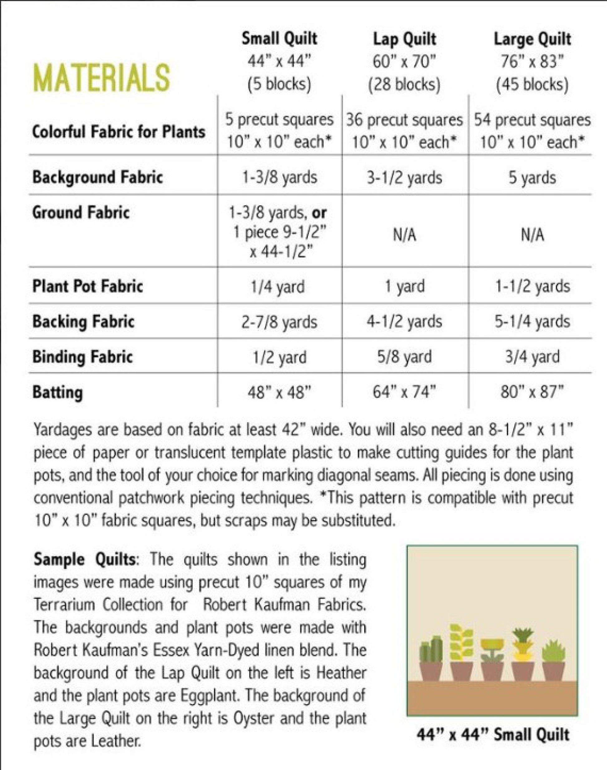 Greenhouse *Quilt Kit - Includes Original Kaufman Fabrics + Pattern* By: Elizabeth Hartman & Kaufman Fabrics