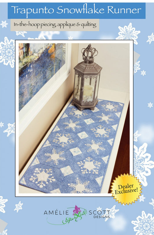 Trapunto Snowflake Runner *Machine Embroidery CD* From: Amelie Scott Designs