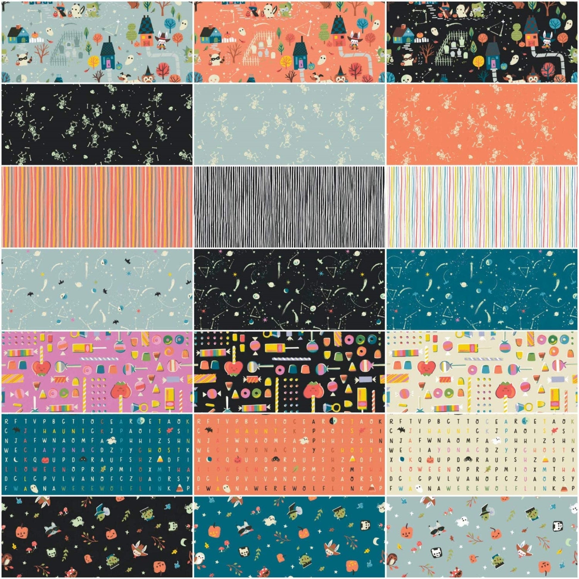 Tiny Treaters *Glow-in-the Dark* *Jelly Roll - 40 Pieces* By: Jill H Warth - Riley Blake