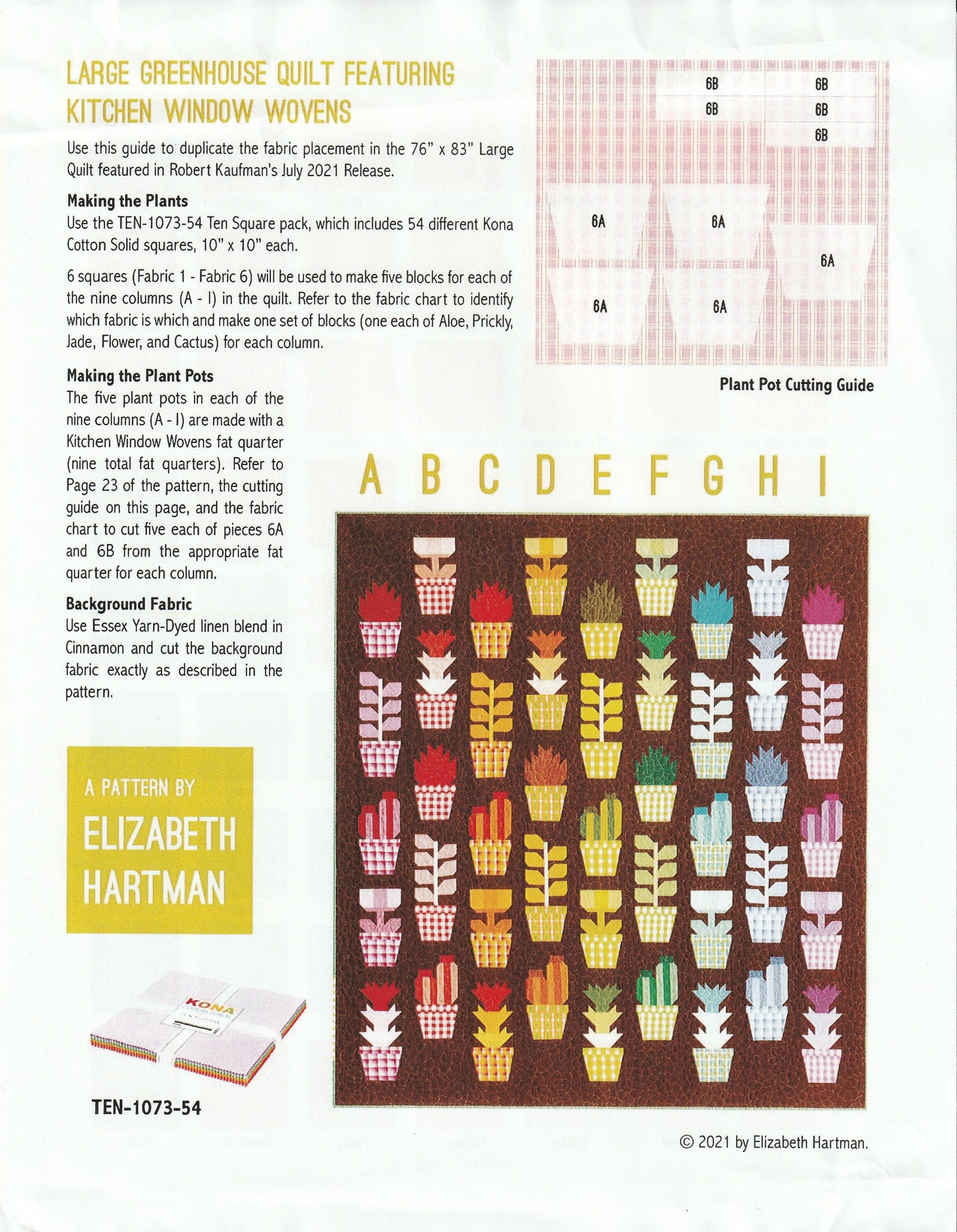 Greenhouse *Quilt Kit - Includes Original Kaufman Fabrics + Pattern* By: Elizabeth Hartman & Kaufman Fabrics