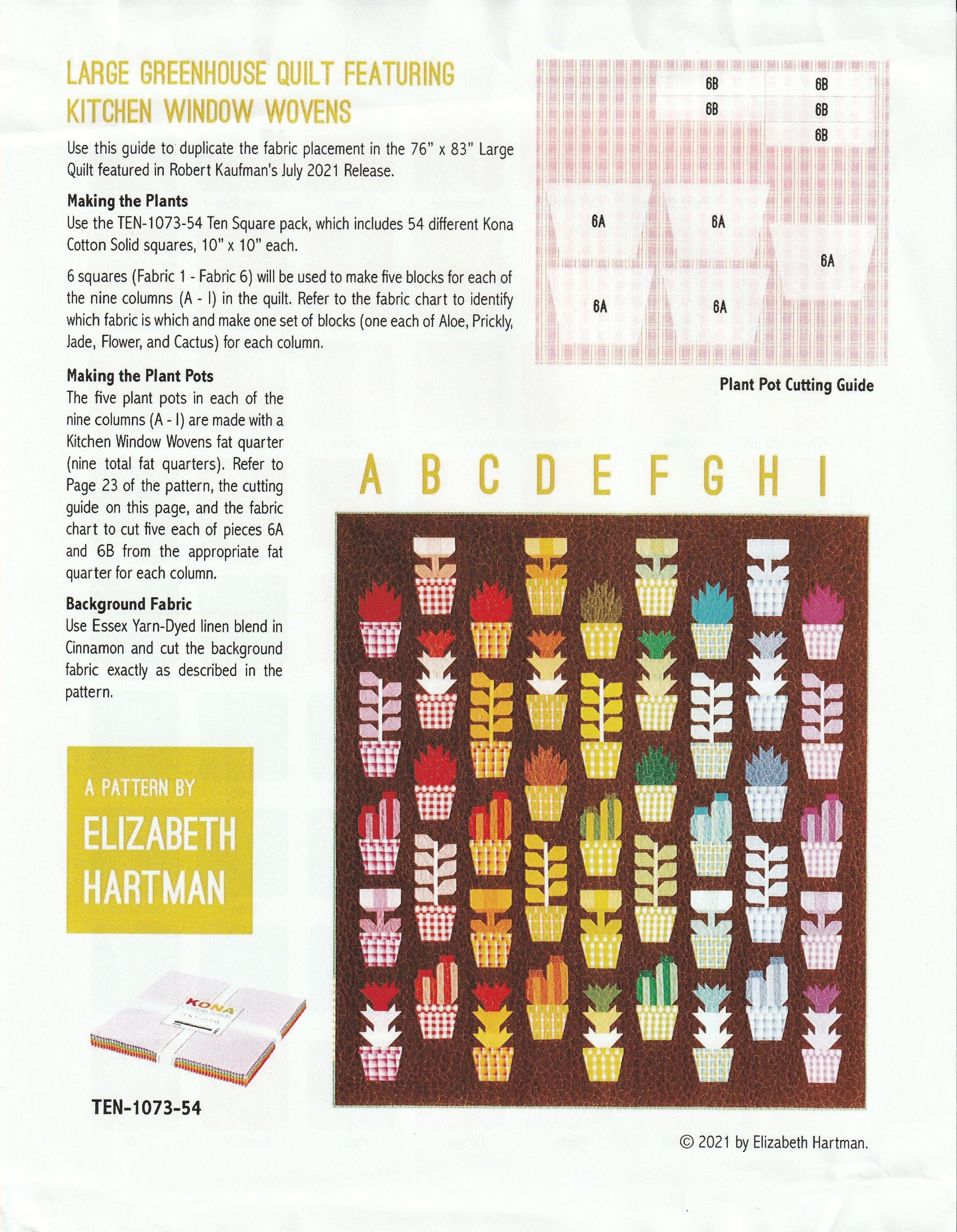 Greenhouse *Quilt Kit - Includes Original Kaufman Fabrics + Pattern* By: Elizabeth Hartman & Kaufman Fabrics