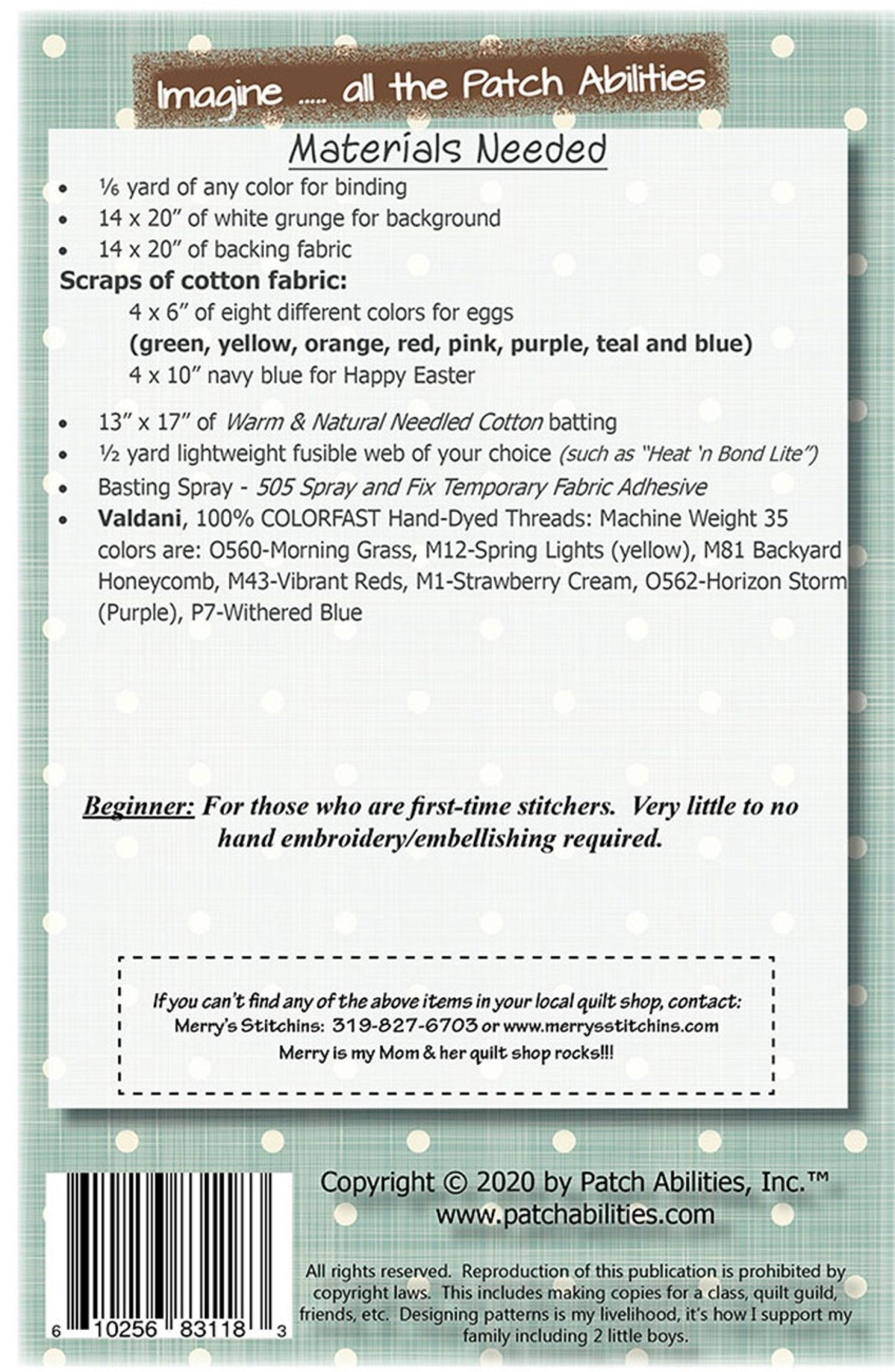 Easter Egg Rainbow *Quilted Applique Sewing Pattern* From: Patch Abilities