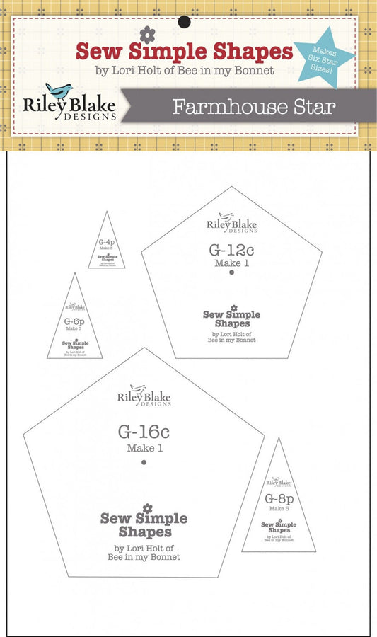 Sew Simple Shapes - Farmhouse Star Template Set *Plastic Templates* By: Lori Holt - Riley Blake Designs