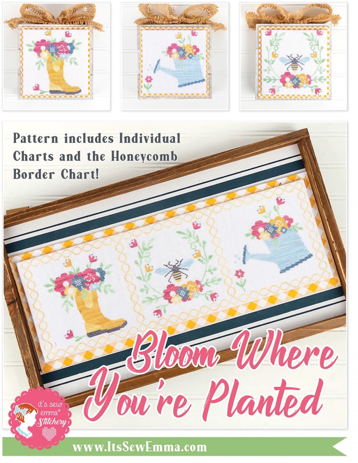 Bloom Where You're Planted *Counted Cross Stitch Pattern* By: Lori Holt of Bee In My Bonnet Co. - It's Sew Emma