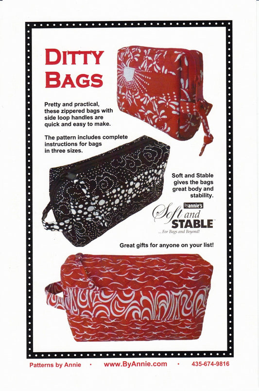 Ditty Bags *Sewing Pattern - Zippered Bags in Three Sizes* From: by Annie