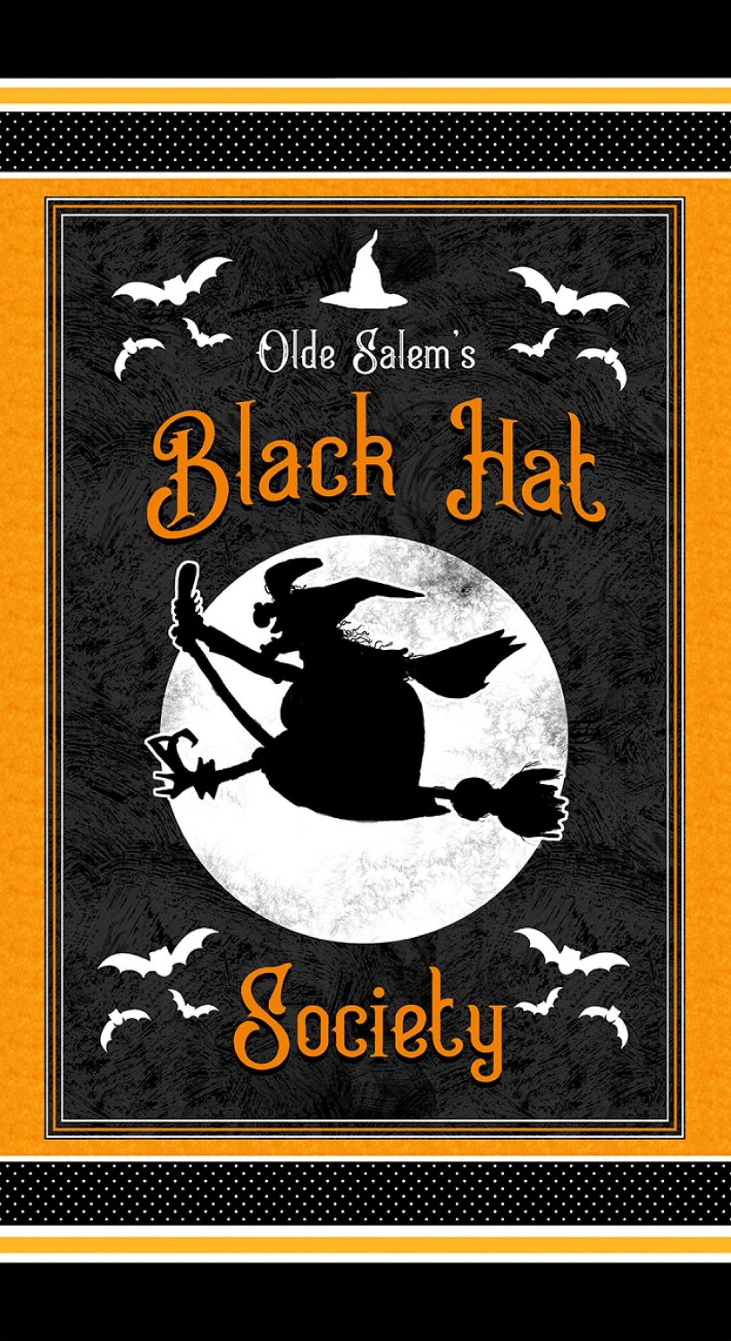 Old Salem's Black Hat Society (Glow in the Dark) *24in Fabric Panel* From: Henry Glass