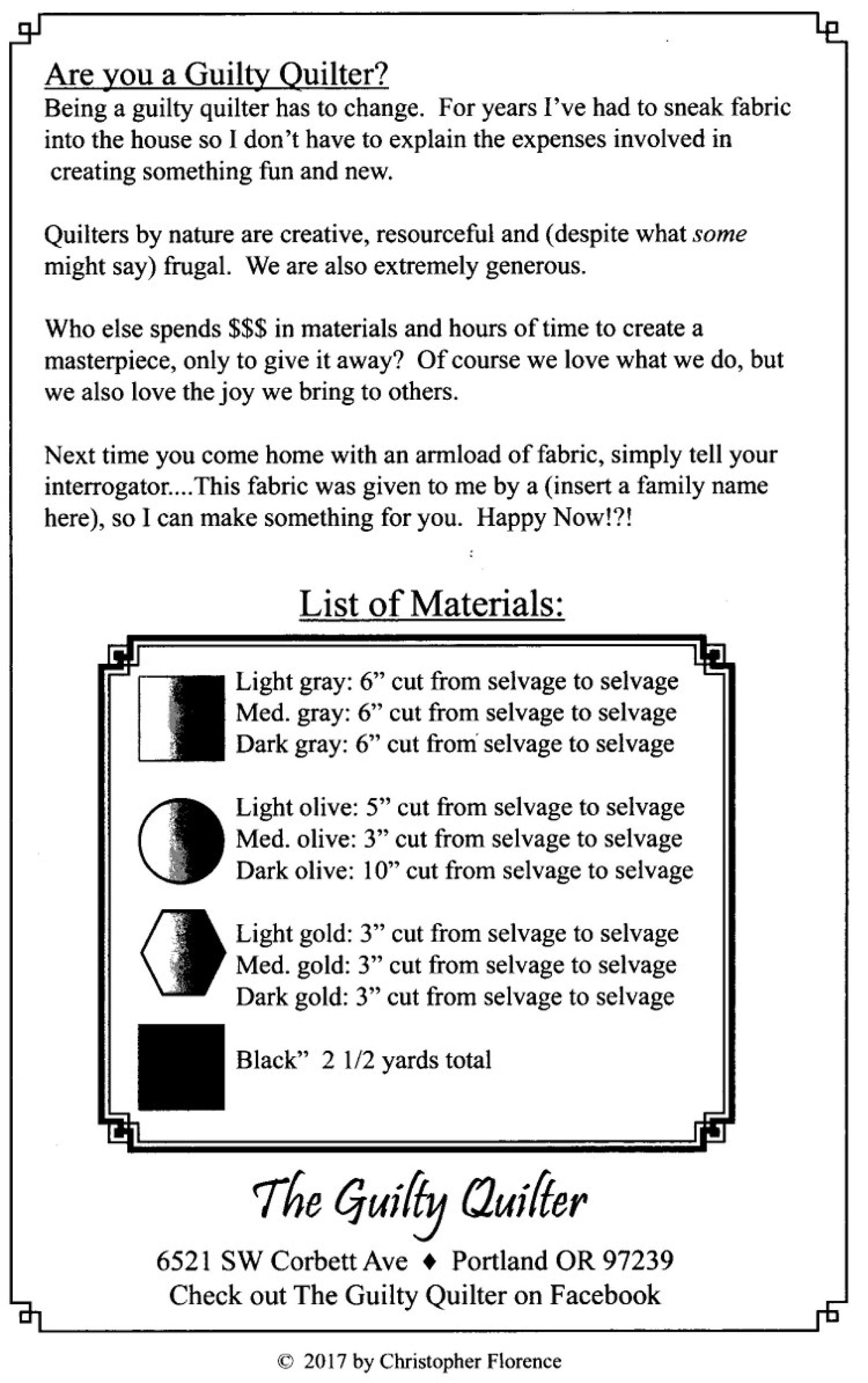 Passages *Quilt Pattern* By: Christopher Florence - aka The Guilty Quilter