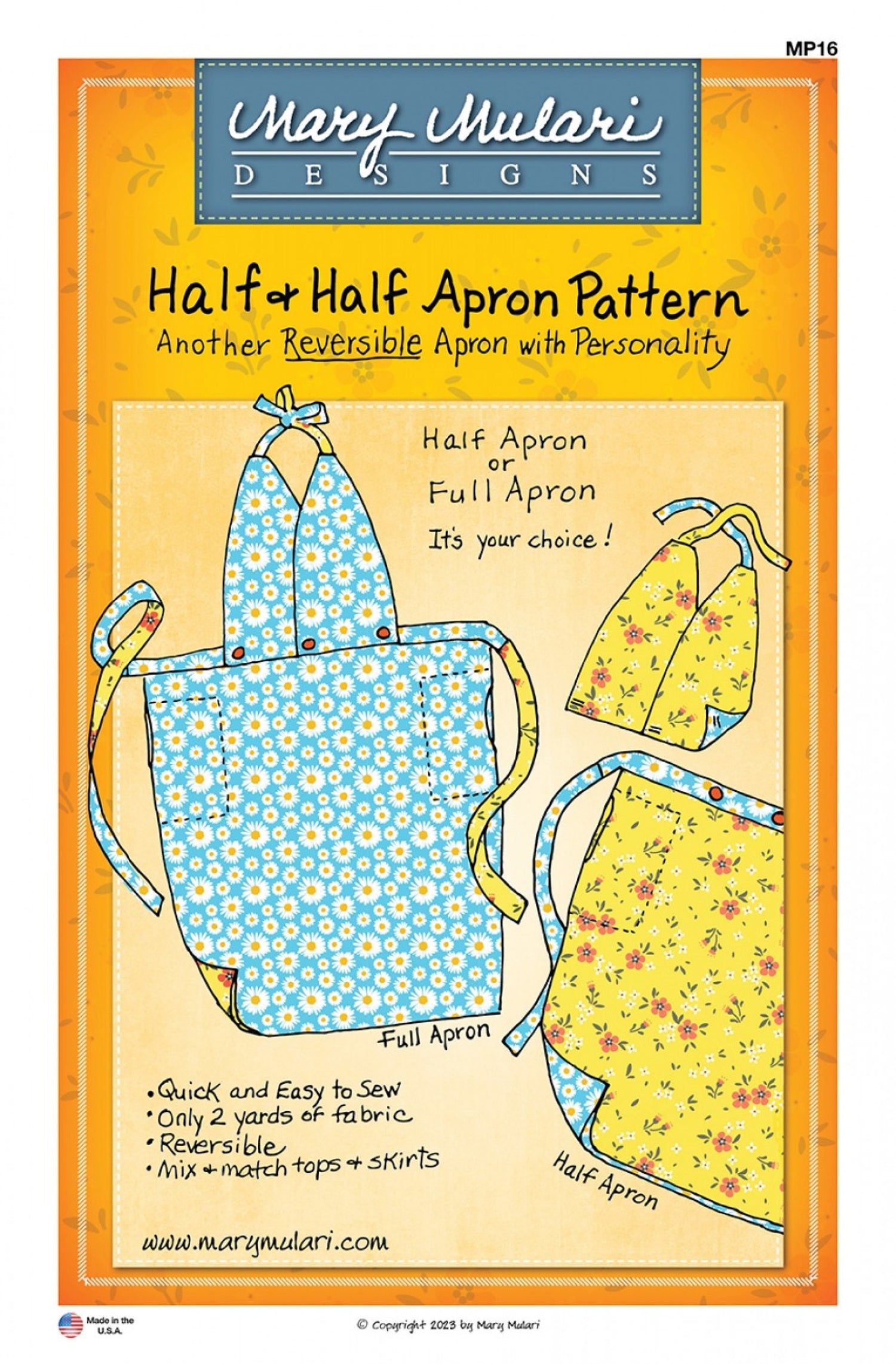 Half & Half Apron Pattern *Sewing Pattern* From: Mary Mulari Designs