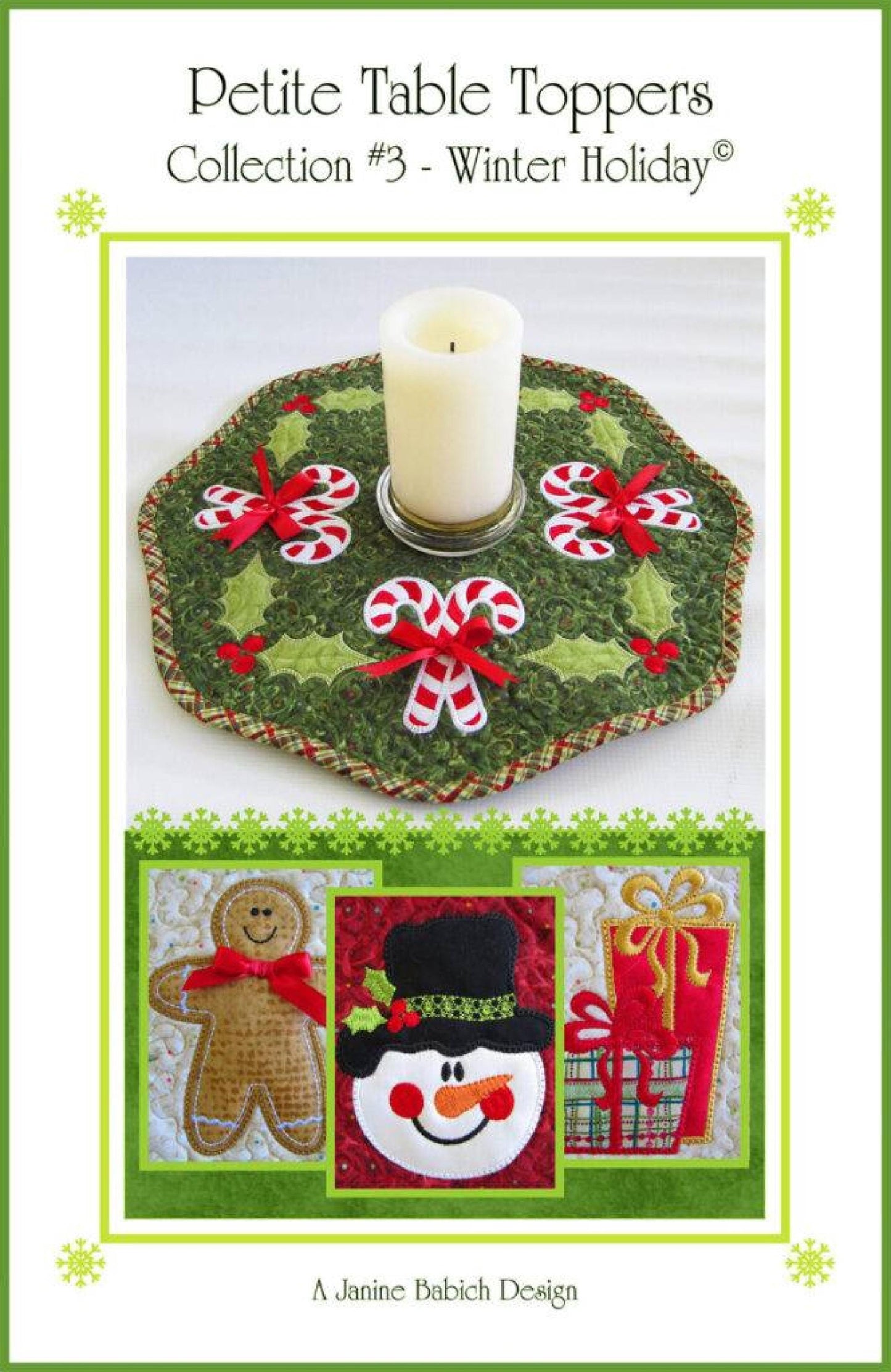 Petite Table Toppers Collection #3 - Winter Holiday*Machine Embroidery CD* From: Janine Babich Designs