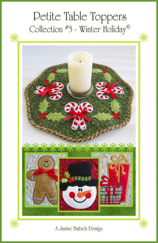 Petite Table Toppers Collection #3 - Winter Holiday*Machine Embroidery CD* From: Janine Babich Designs
