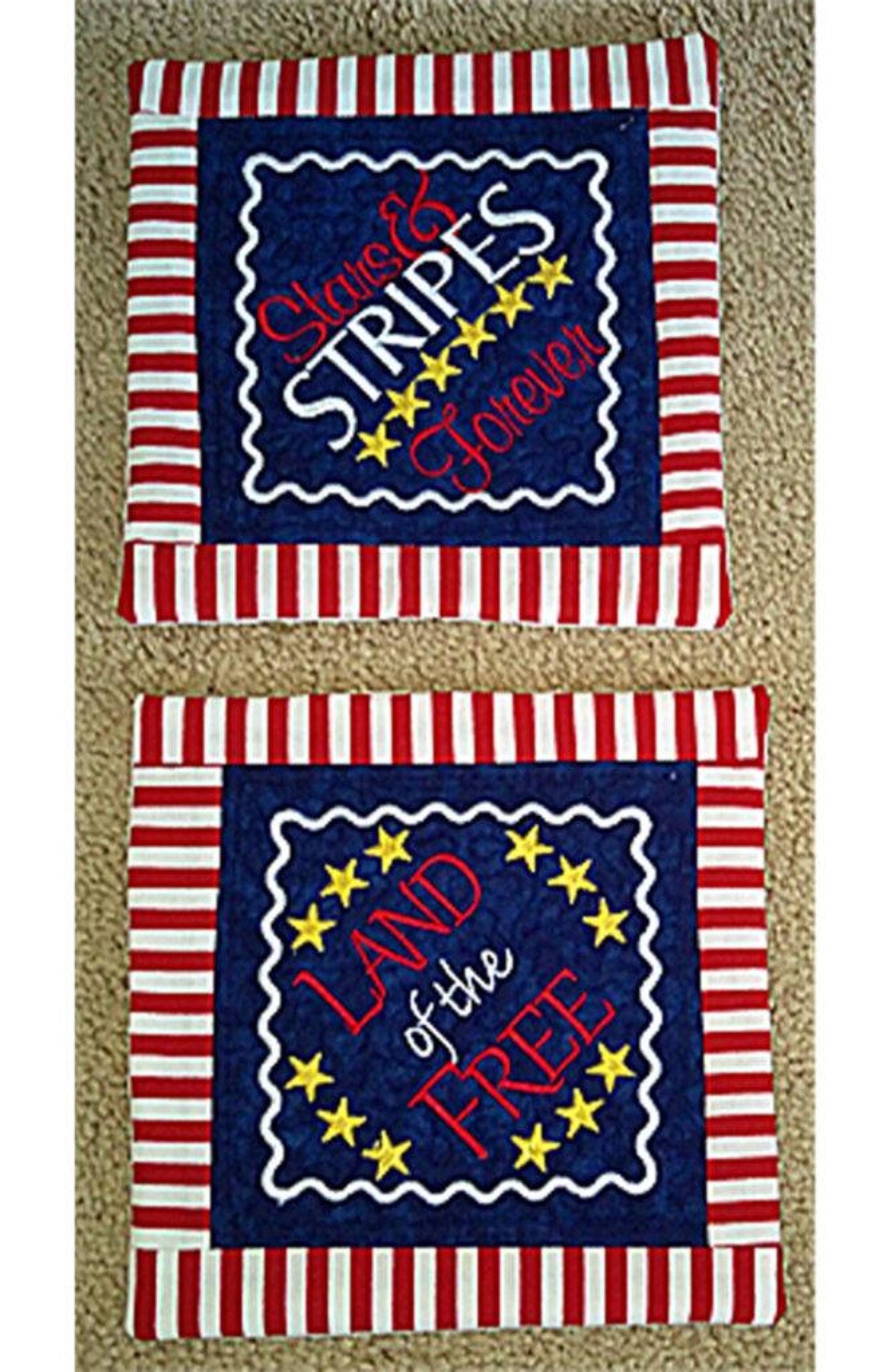 Four Cheers for the Red, White & Blue Coasters *Machine Embroidery CD* From: Janine Babich Designs