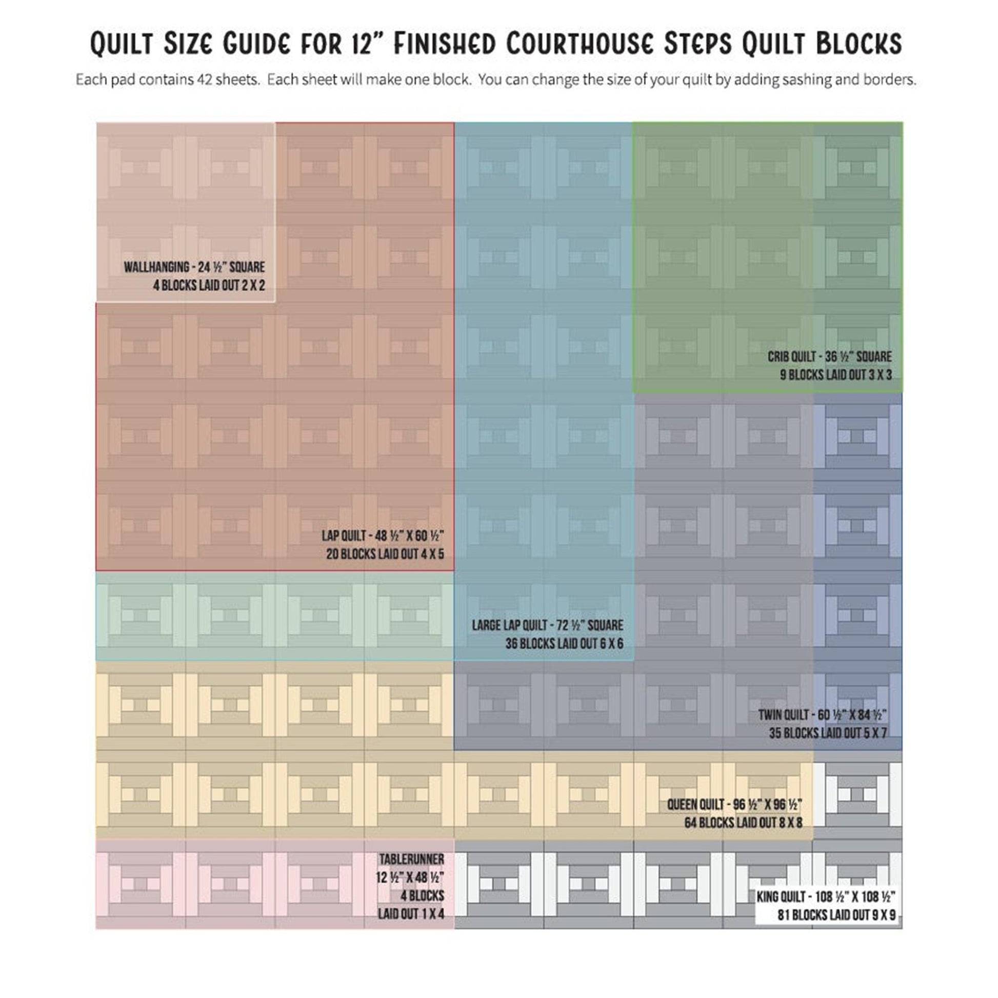 Courthouse Steps 12in Block Foundation Paper *42 sheets per pad* From: It's Sew Emma