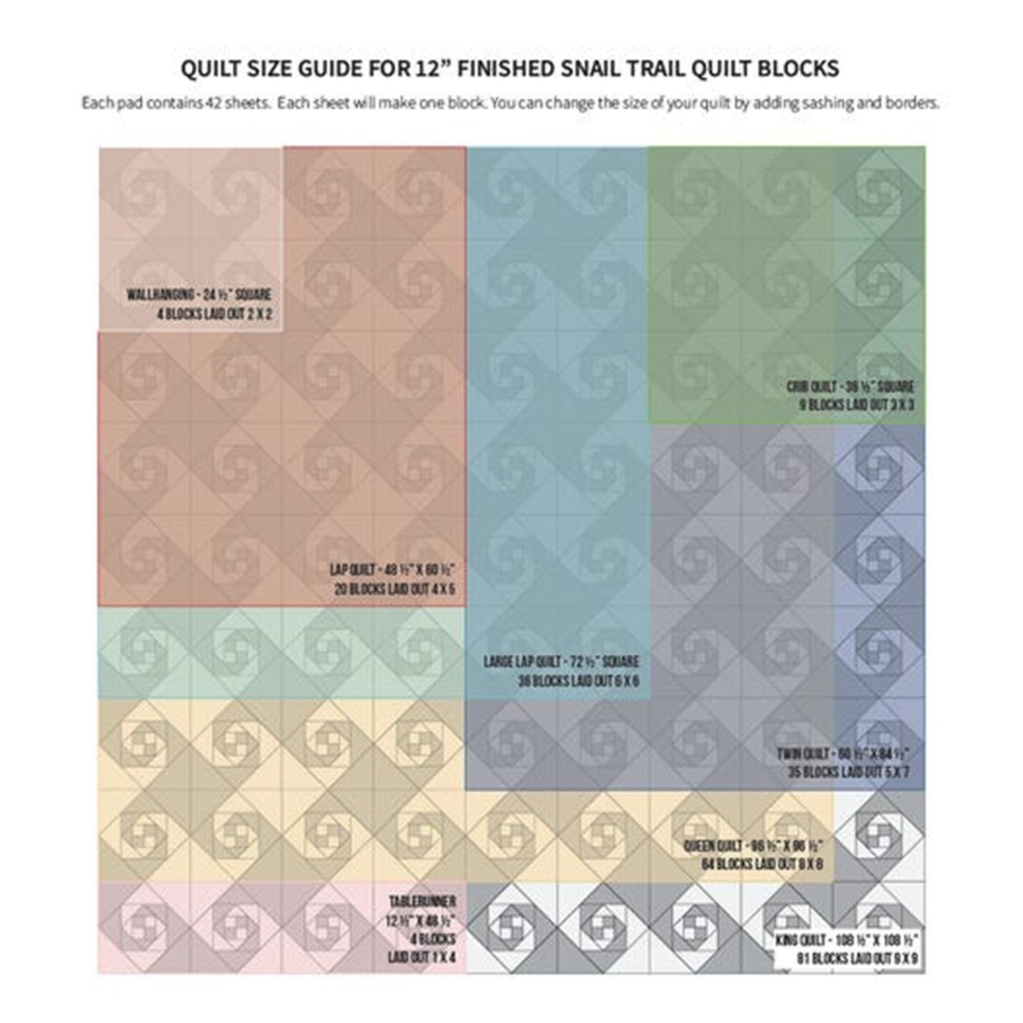 Snail Trail 12in Block Foundation Paper *42 sheets per pad* From: It's Sew Emma