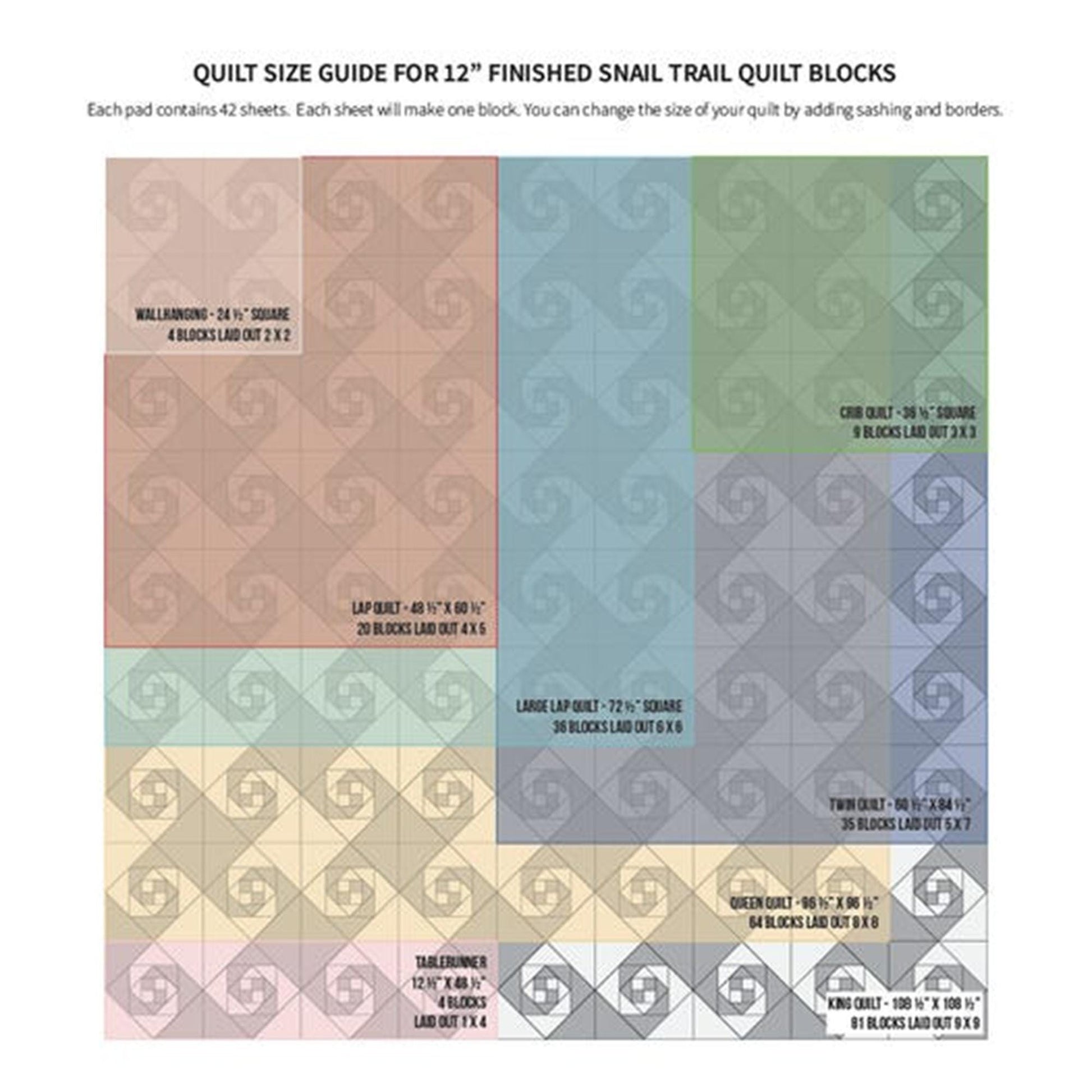 Snail Trail 12in Block Foundation Paper *42 sheets per pad* From: It's Sew Emma